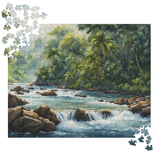 Jungle River Watercolor Jigsaw Puzzle - Puzzle - Discovery Co.