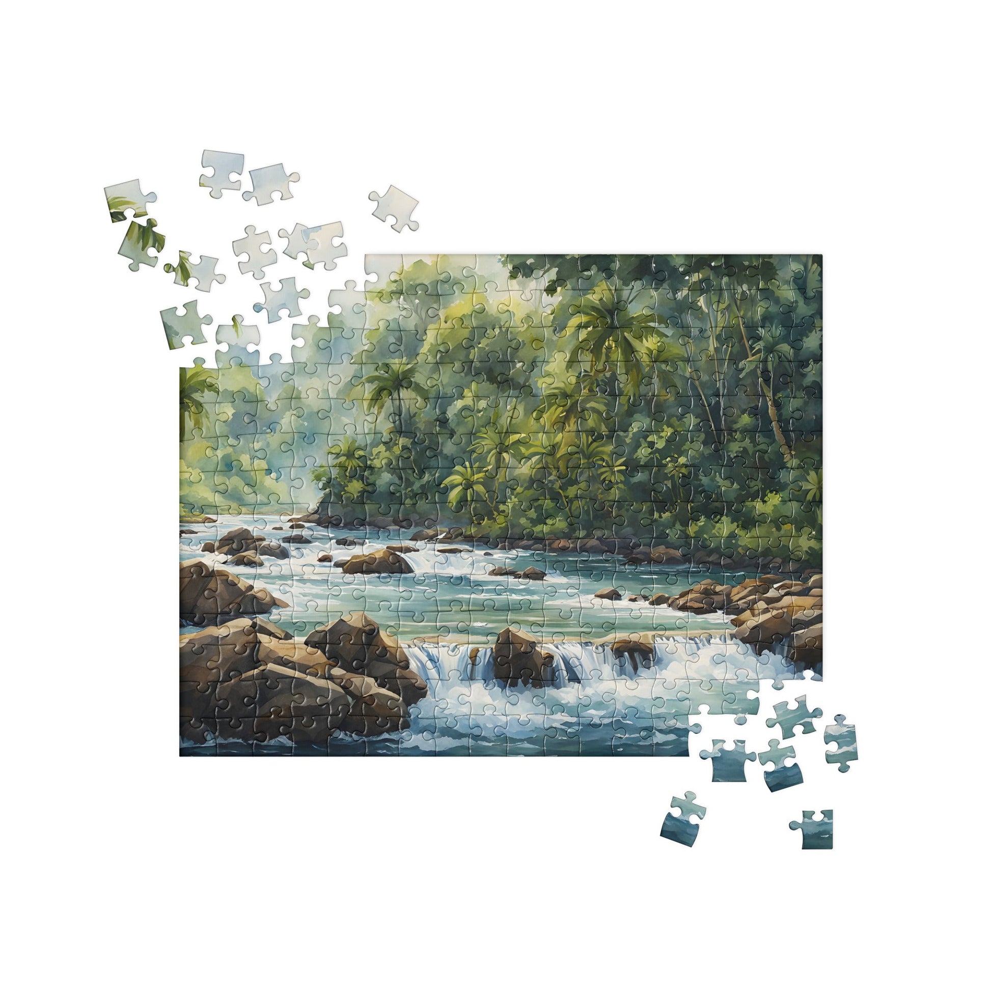 Jungle River Watercolor Jigsaw Puzzle - Puzzle - Discovery Co.