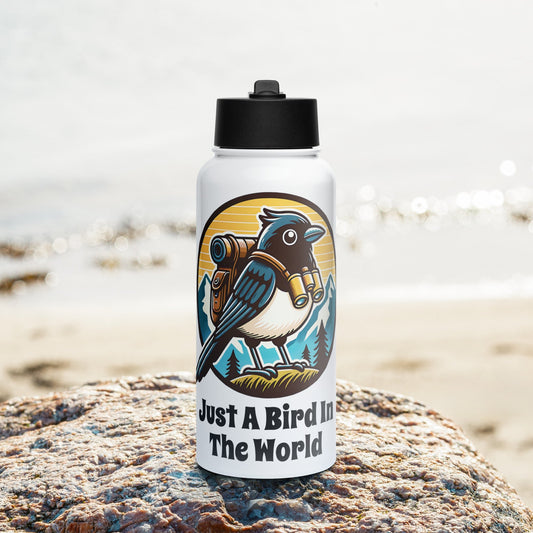 Just A Bird In The World Stainless Steel Water Bottle With Straw Lid - Stainless Steel Water Bottle With Straw Lid - Discovery Co.