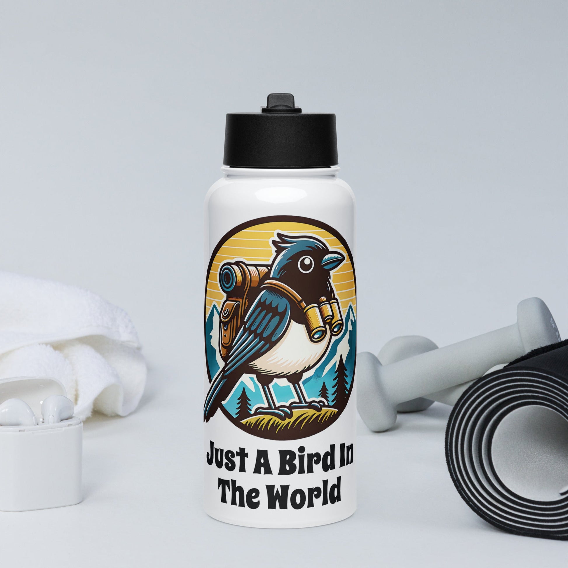Just A Bird In The World Stainless Steel Water Bottle With Straw Lid - Stainless Steel Water Bottle With Straw Lid - Discovery Co.