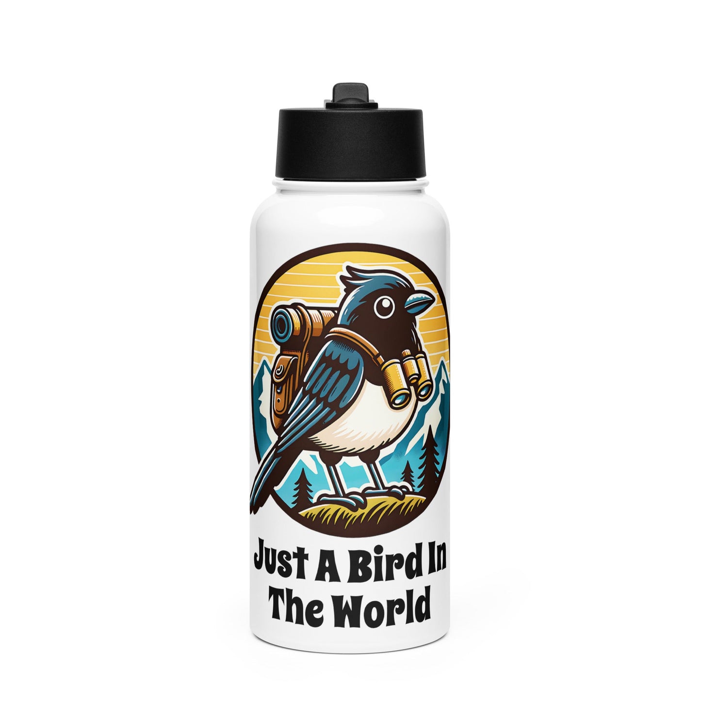 Just A Bird In The World Stainless Steel Water Bottle With Straw Lid - Stainless Steel Water Bottle With Straw Lid - Discovery Co.
