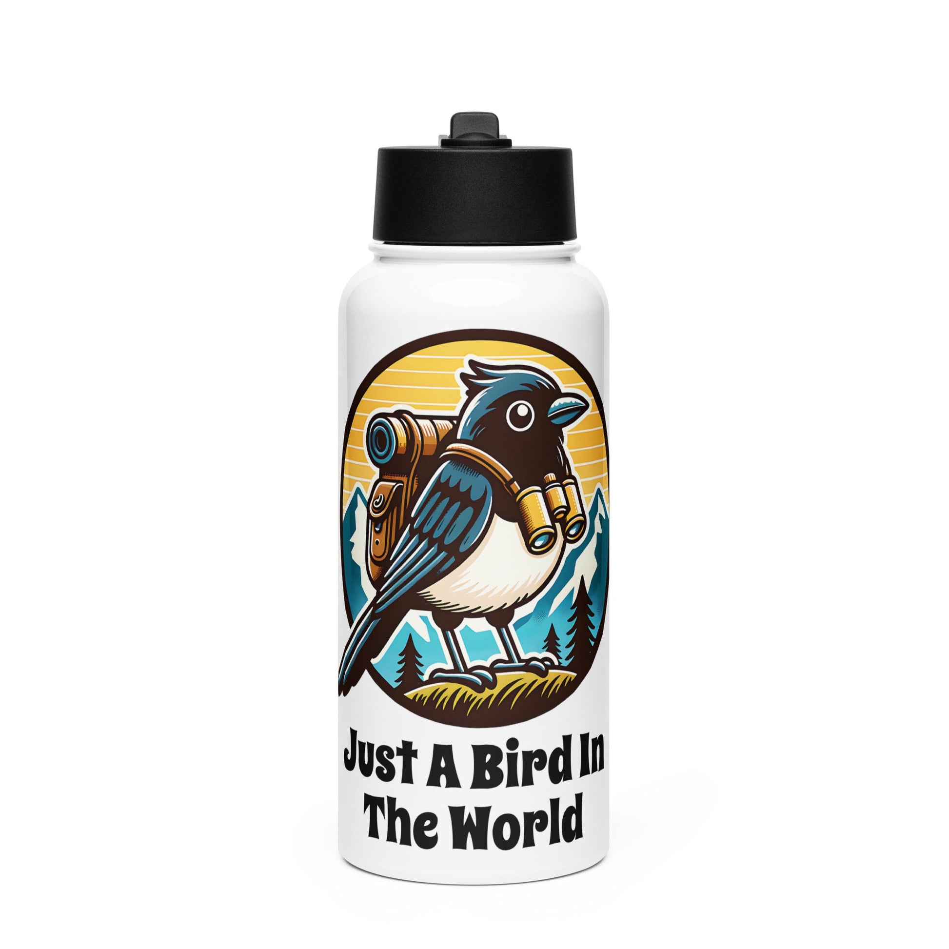 Just A Bird In The World Stainless Steel Water Bottle With Straw Lid - Stainless Steel Water Bottle With Straw Lid - Discovery Co.