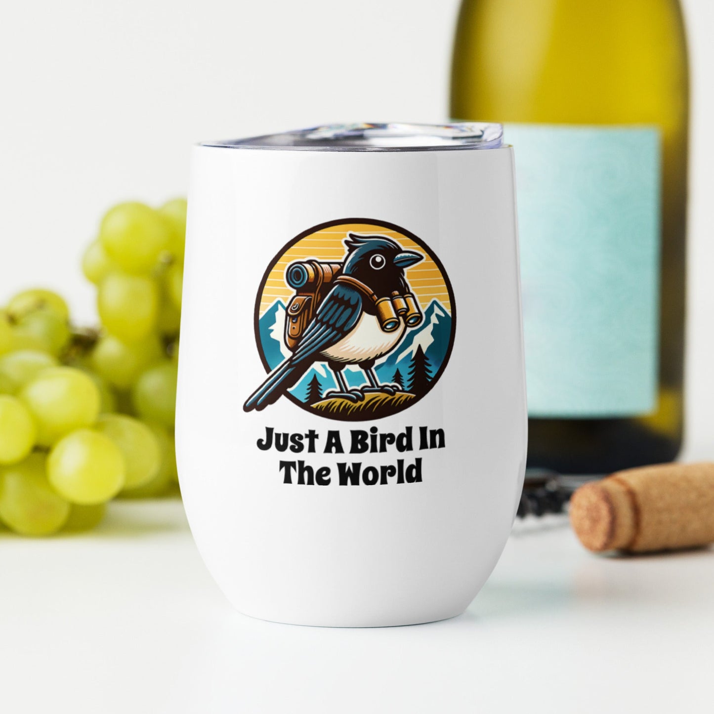 Just A Bird In The World Stainless Steel Wine Tumbler - Steel Tumbler - Discovery Co.