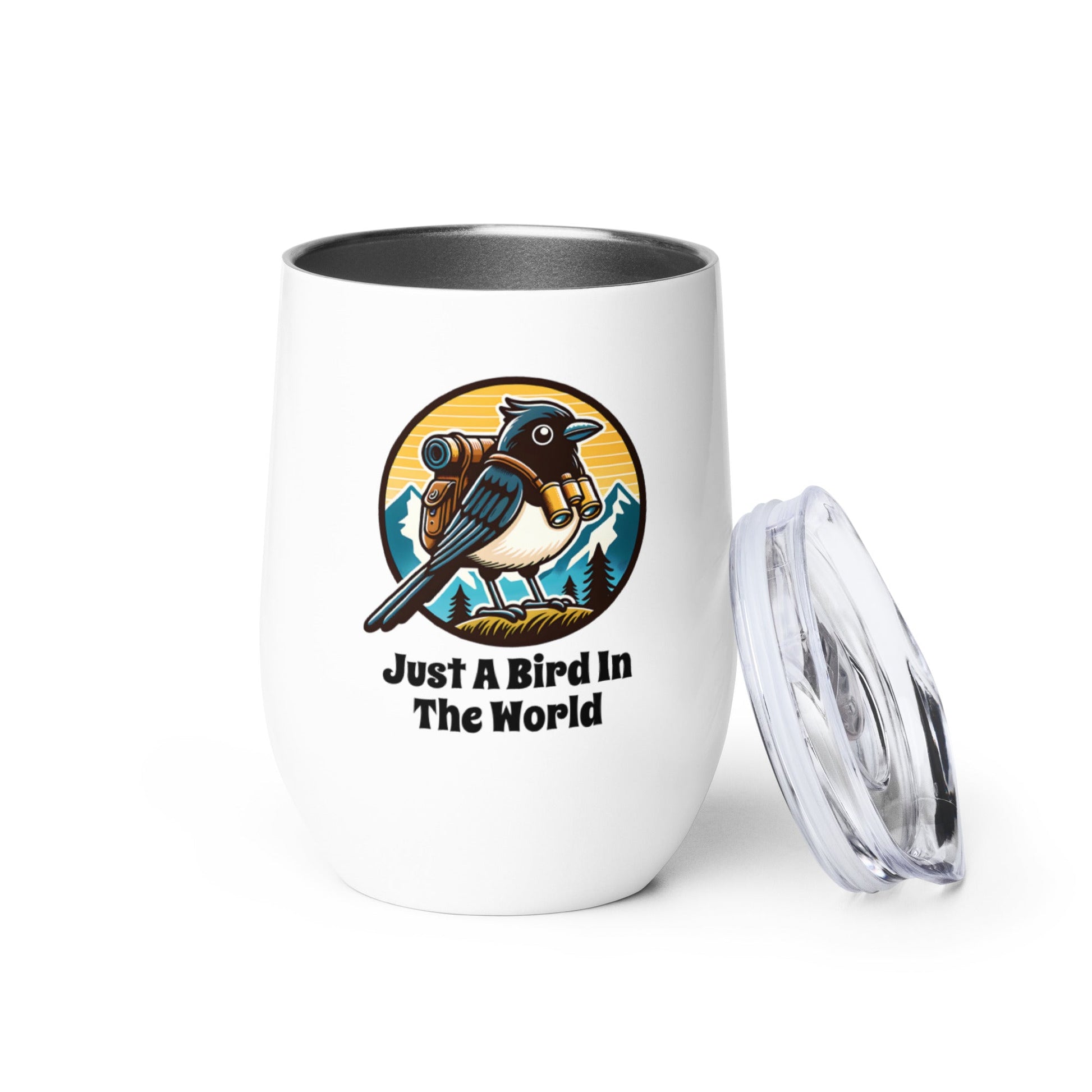 Just A Bird In The World Stainless Steel Wine Tumbler - Steel Tumbler - Discovery Co.
