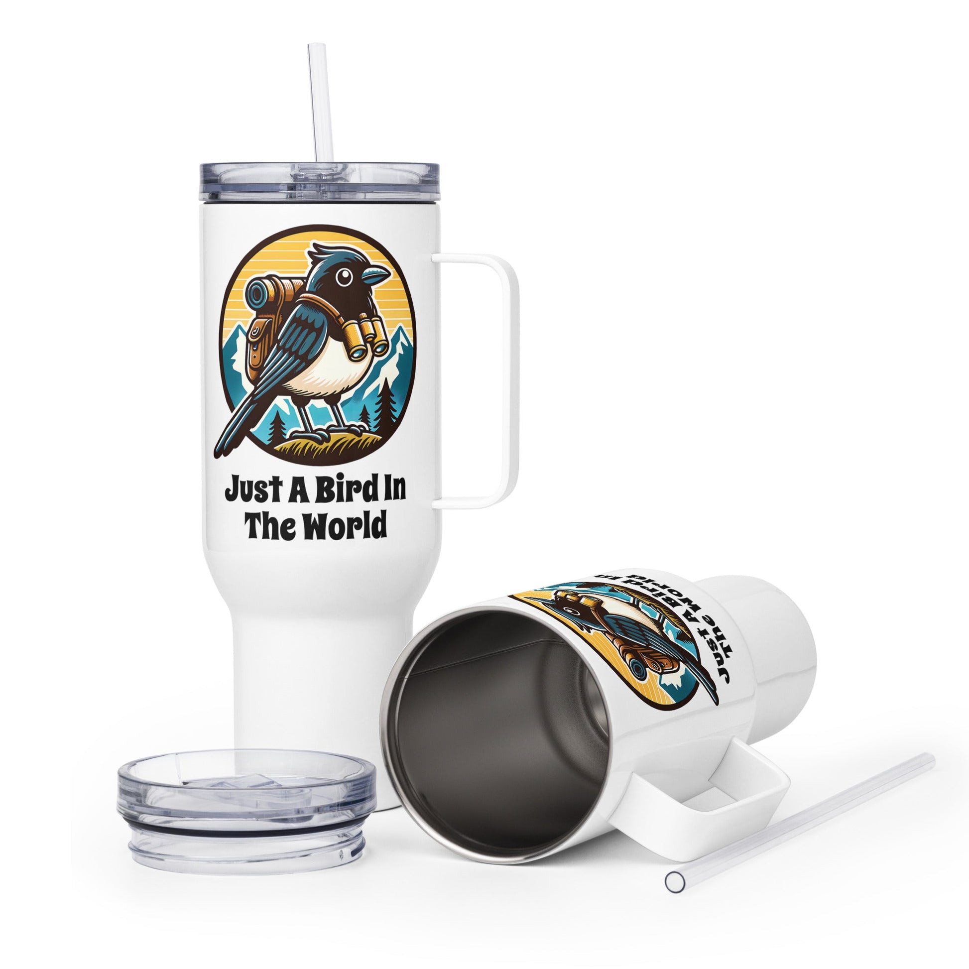 Just A Bird In The World Travel Mug With Handle (25 0z and 40 oz) - Travel Mug - Discovery Co.