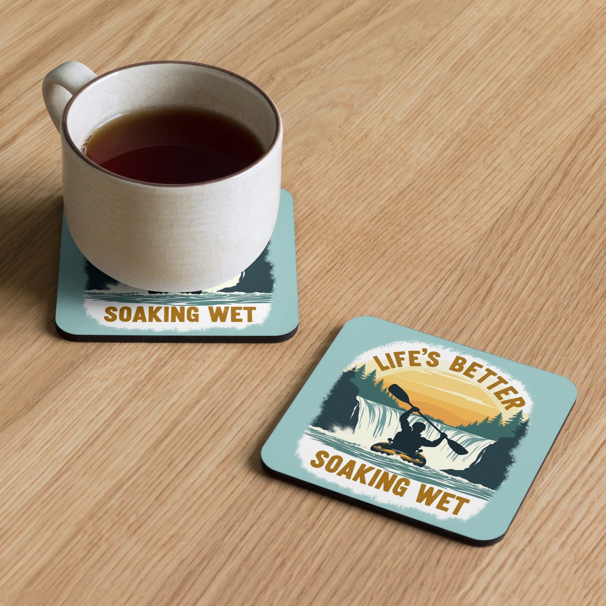 Kayaking "Life's Better Soaking Wet" Cork - Back Coaster - Coasters - Discovery Co.
