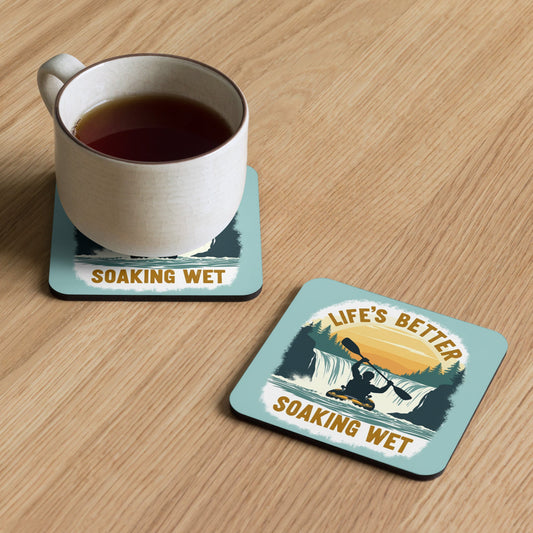 Kayaking "Life's Better Soaking Wet" Cork - Back Coaster - Coasters - Discovery Co.