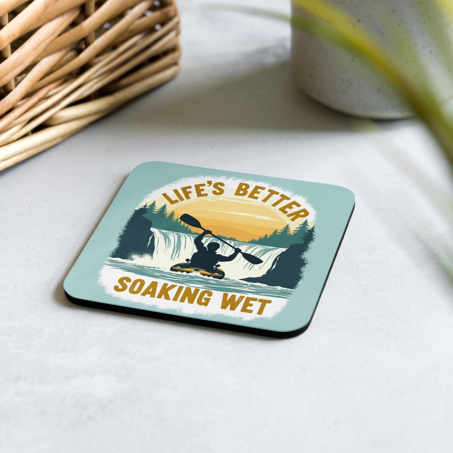 Kayaking "Life's Better Soaking Wet" Cork - Back Coaster - Coasters - Discovery Co.