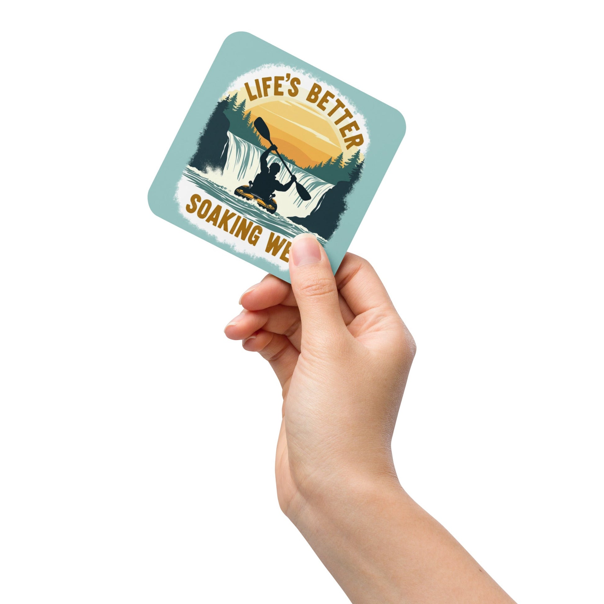 Kayaking "Life's Better Soaking Wet" Cork - Back Coaster - Coasters - Discovery Co.