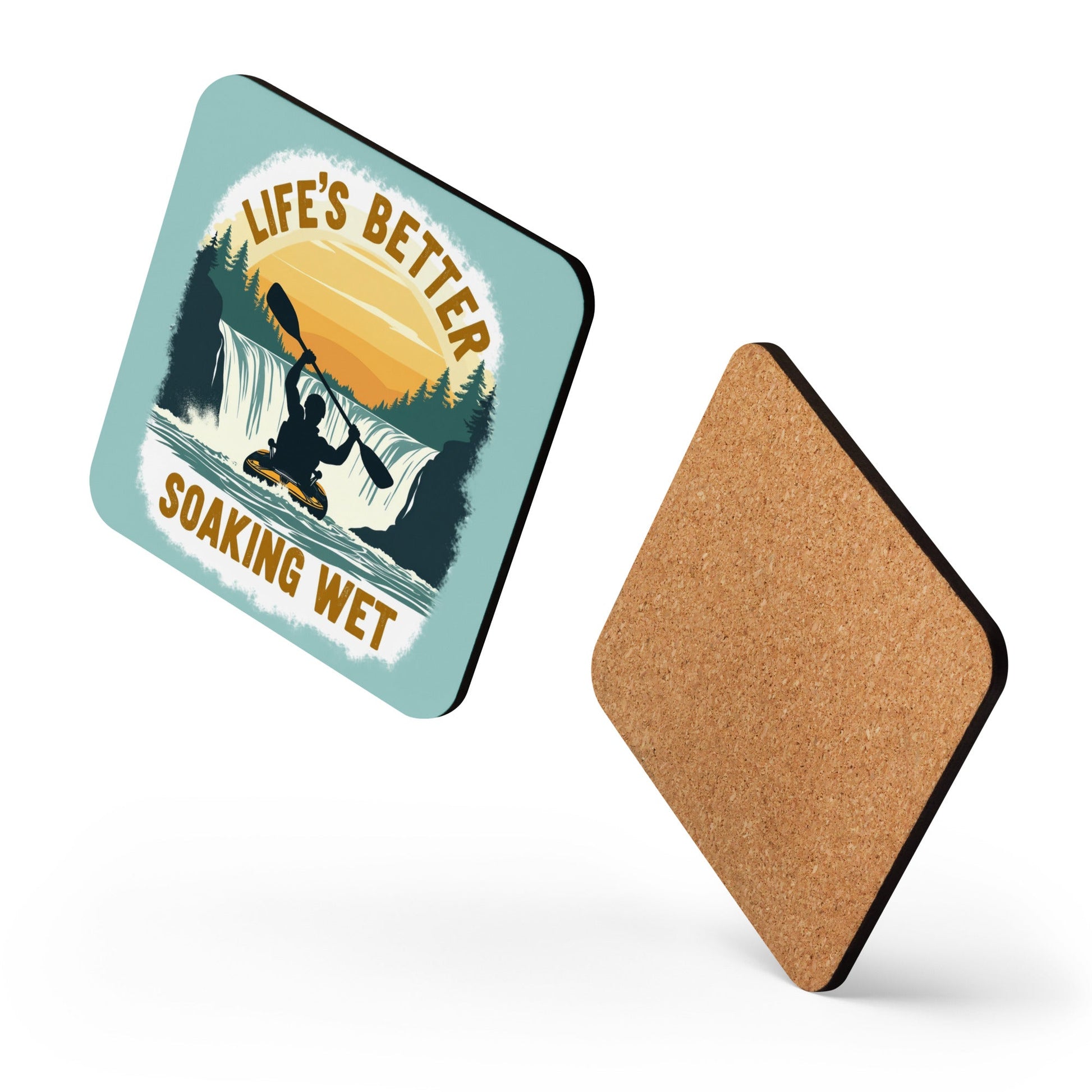 Kayaking "Life's Better Soaking Wet" Cork - Back Coaster - Coasters - Discovery Co.