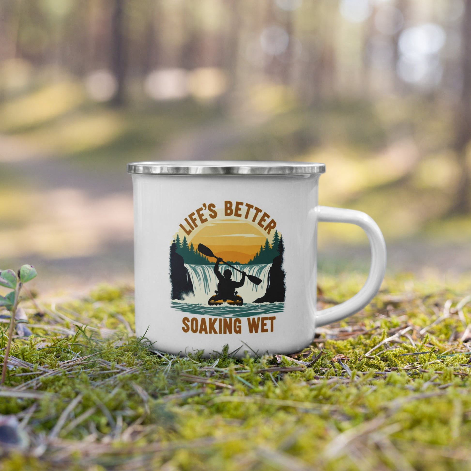 Kayaking "Life's Better Soaking Wet" Enamel Mug - Mugs - Discovery Co.