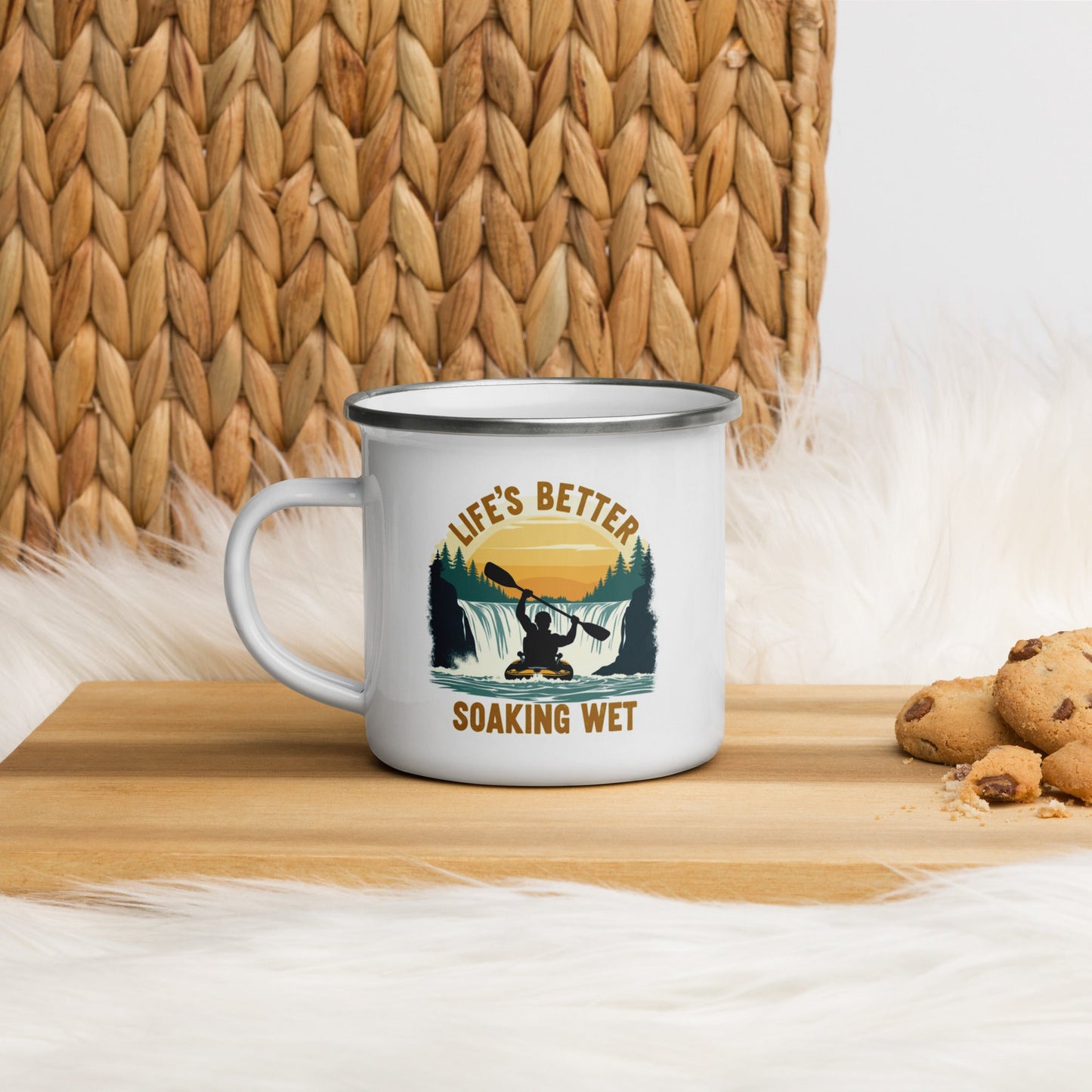 Kayaking "Life's Better Soaking Wet" Enamel Mug - Mugs - Discovery Co.