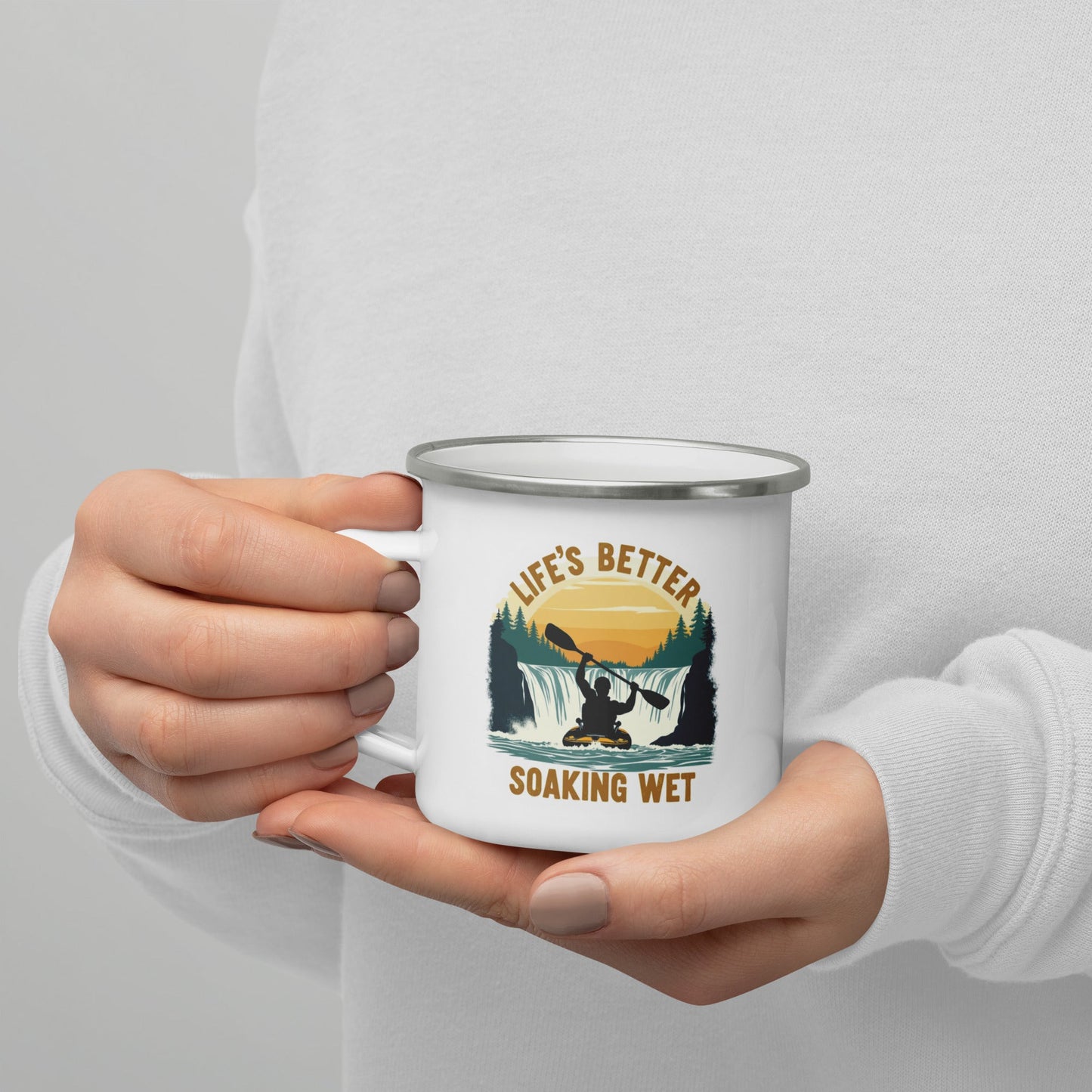 Kayaking "Life's Better Soaking Wet" Enamel Mug - Mugs - Discovery Co.