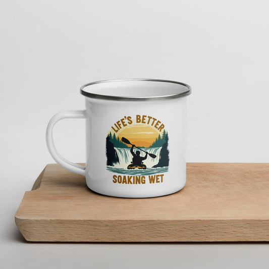 Kayaking "Life's Better Soaking Wet" Enamel Mug - Mugs - Discovery Co.