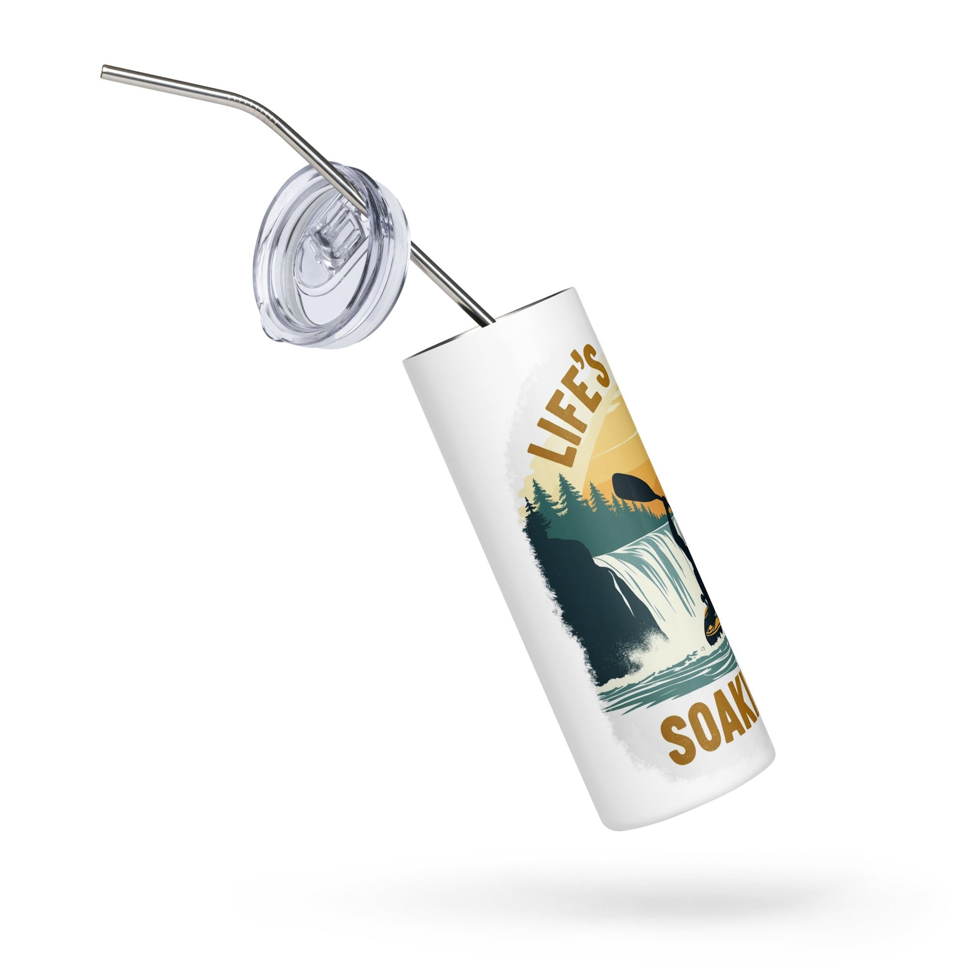 Kayaking "Life's Better Soaking Wet" Stainless Steel Tumbler - Steel Tumbler - Discovery Co.