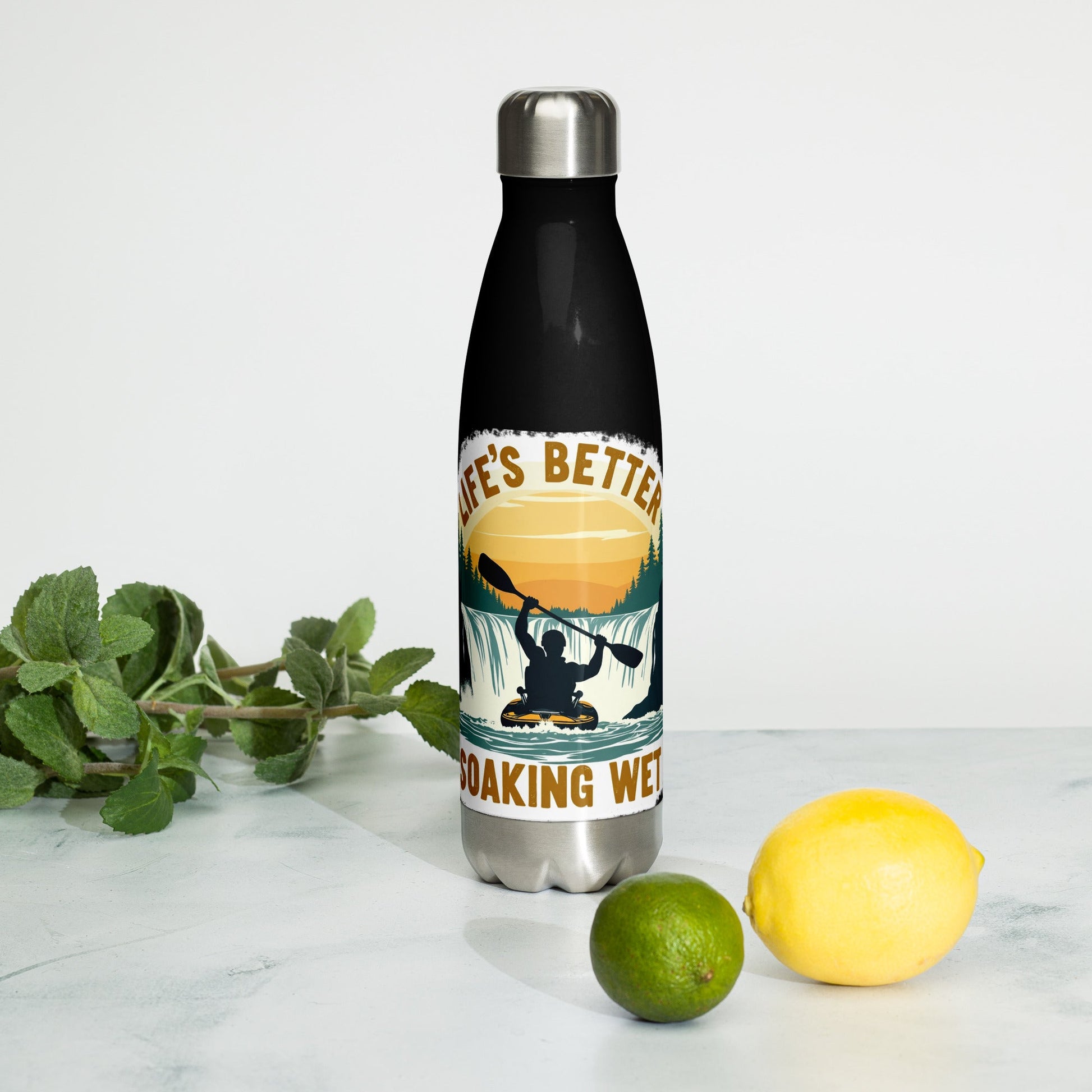 Kayaking "Life's Better Soaking Wet" Stainless Steel Water Bottle - Stainless Steel Water Bottle - Discovery Co.