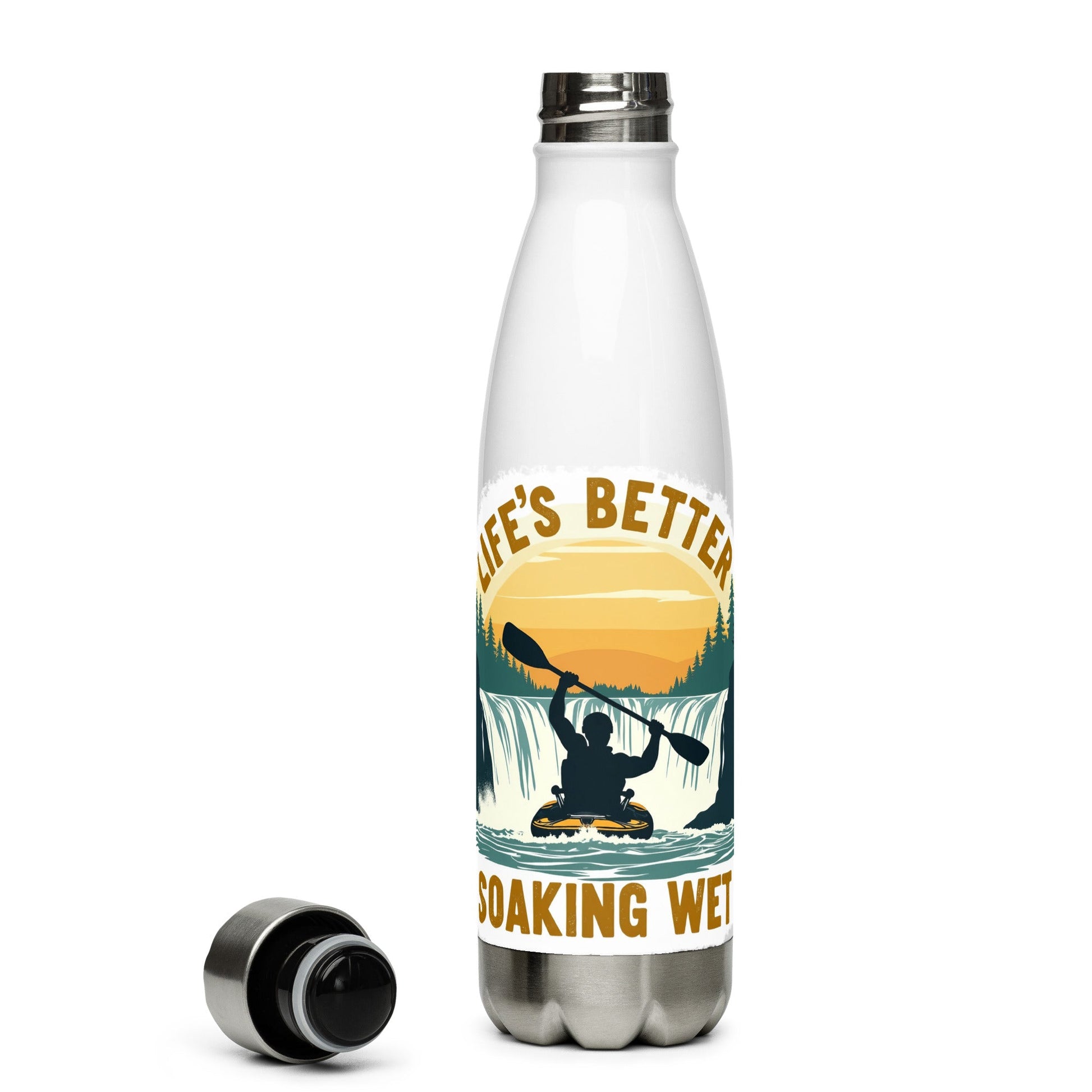 Kayaking "Life's Better Soaking Wet" Stainless Steel Water Bottle - Stainless Steel Water Bottle - Discovery Co.