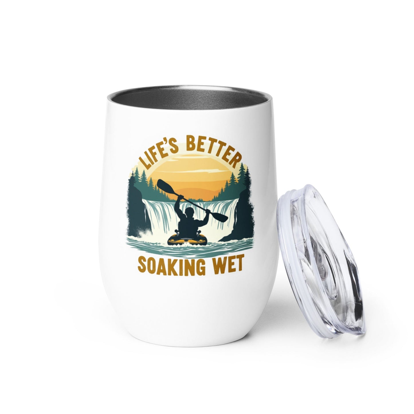Kayaking "Life's Better Soaking Wet" Stainless Steel Wine Tumbler - Steel Tumbler - Discovery Co.