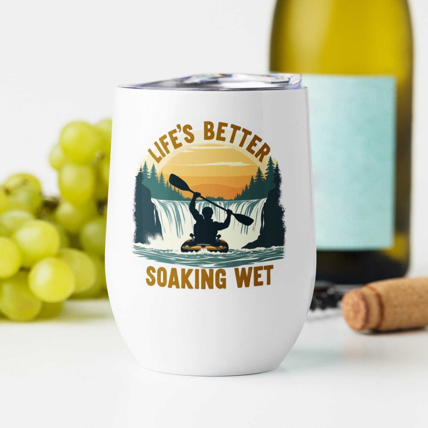 Kayaking "Life's Better Soaking Wet" Stainless Steel Wine Tumbler - Steel Tumbler - Discovery Co.