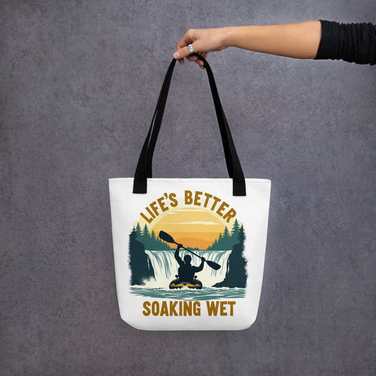 Kayaking "Life's Better Soaking Wet" Tote Bag - Tote Bags - Discovery Co.