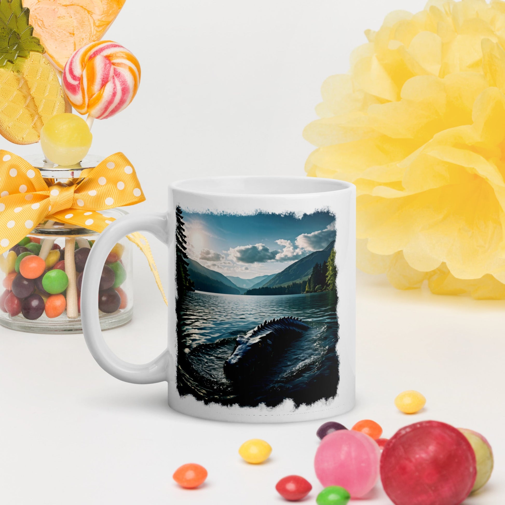 Lake Monster 2 White Glossy Mug (11 oz, 15 oz, 20 oz) - Mugs - Discovery Co.