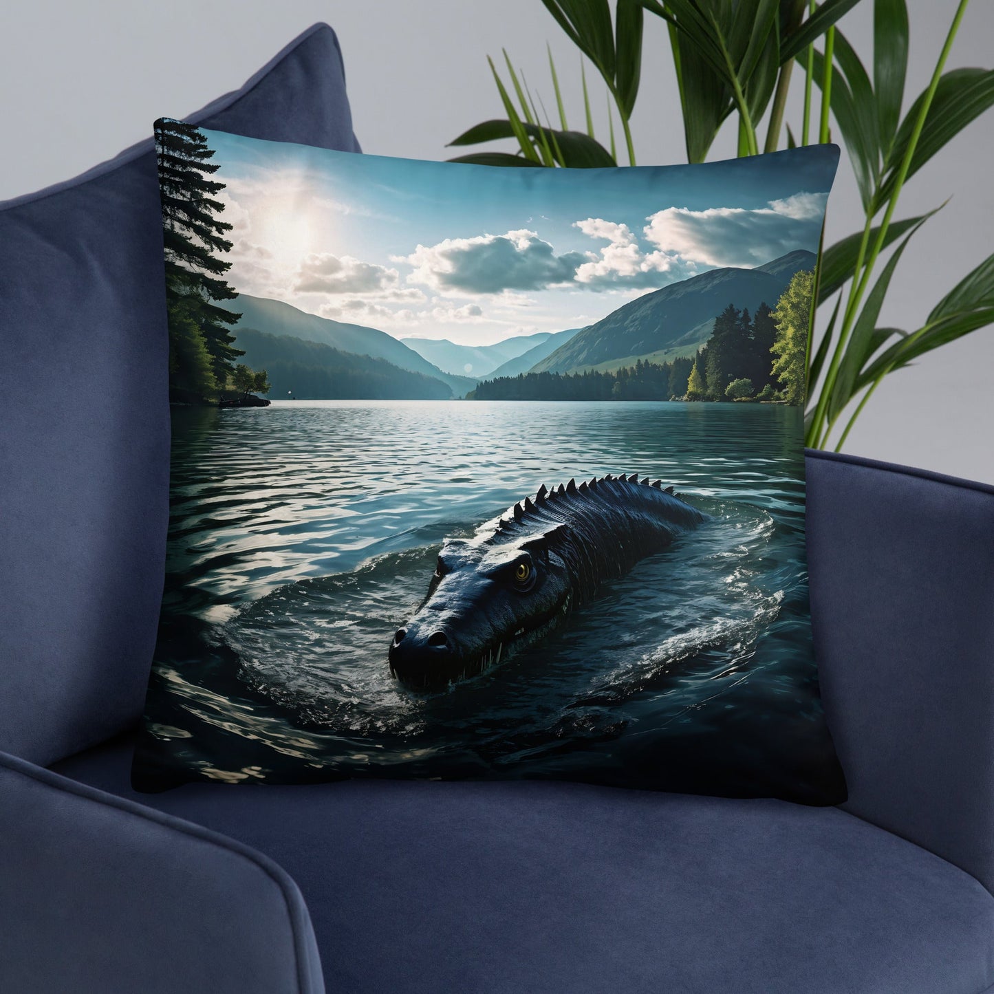 Lake Monster Breeching Surface Basic Pillow - Pillows - Discovery Co.