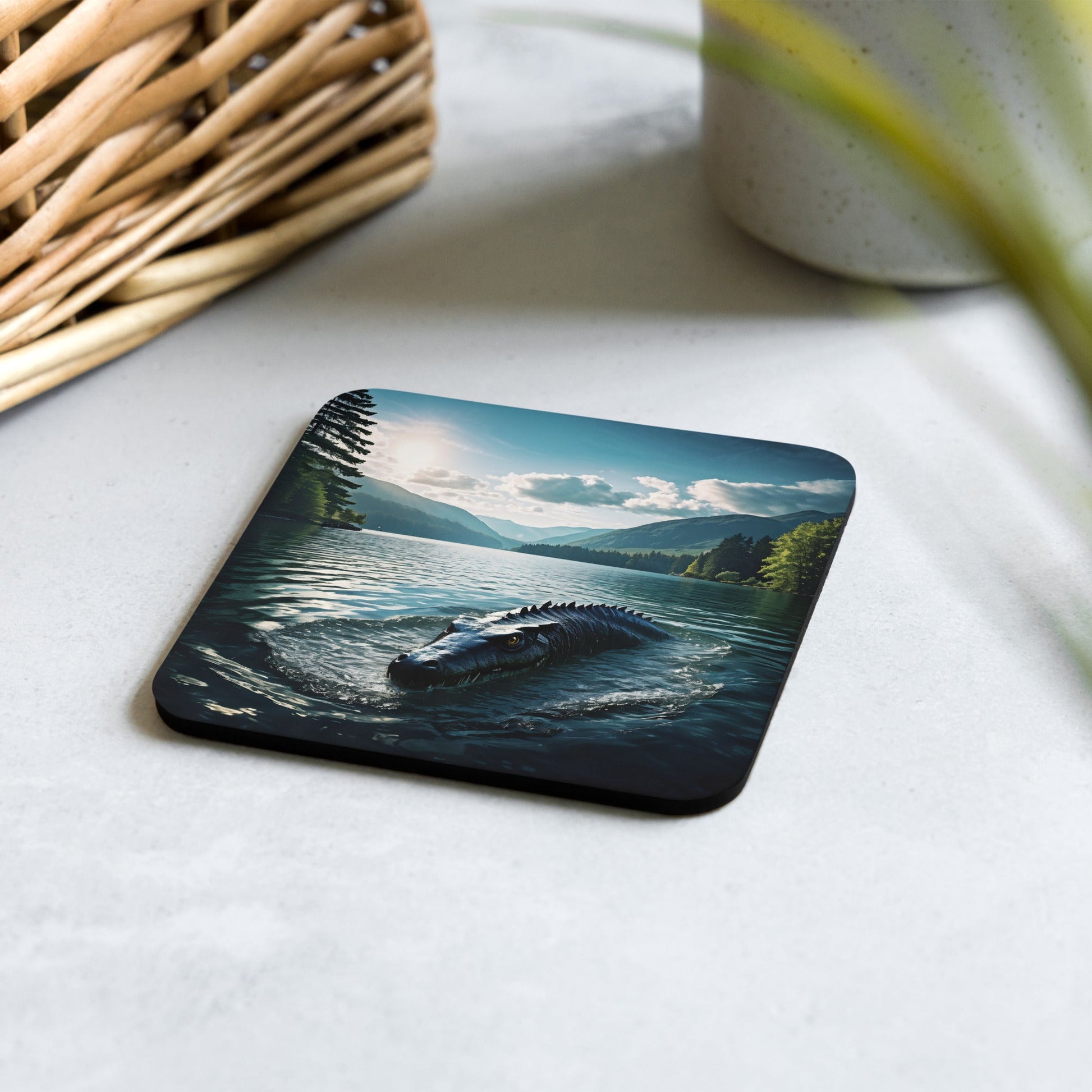 Lake Monster Breeching Surface Cork - back Coaster - Coasters - Discovery Co.