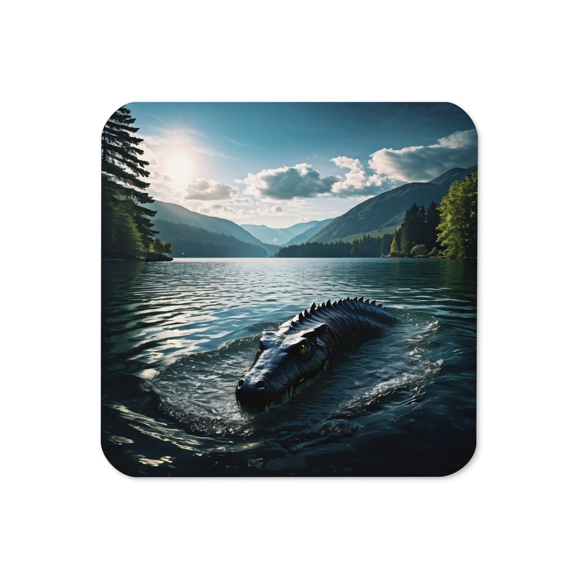 Lake Monster Breeching Surface Cork - back Coaster - Coasters - Discovery Co.