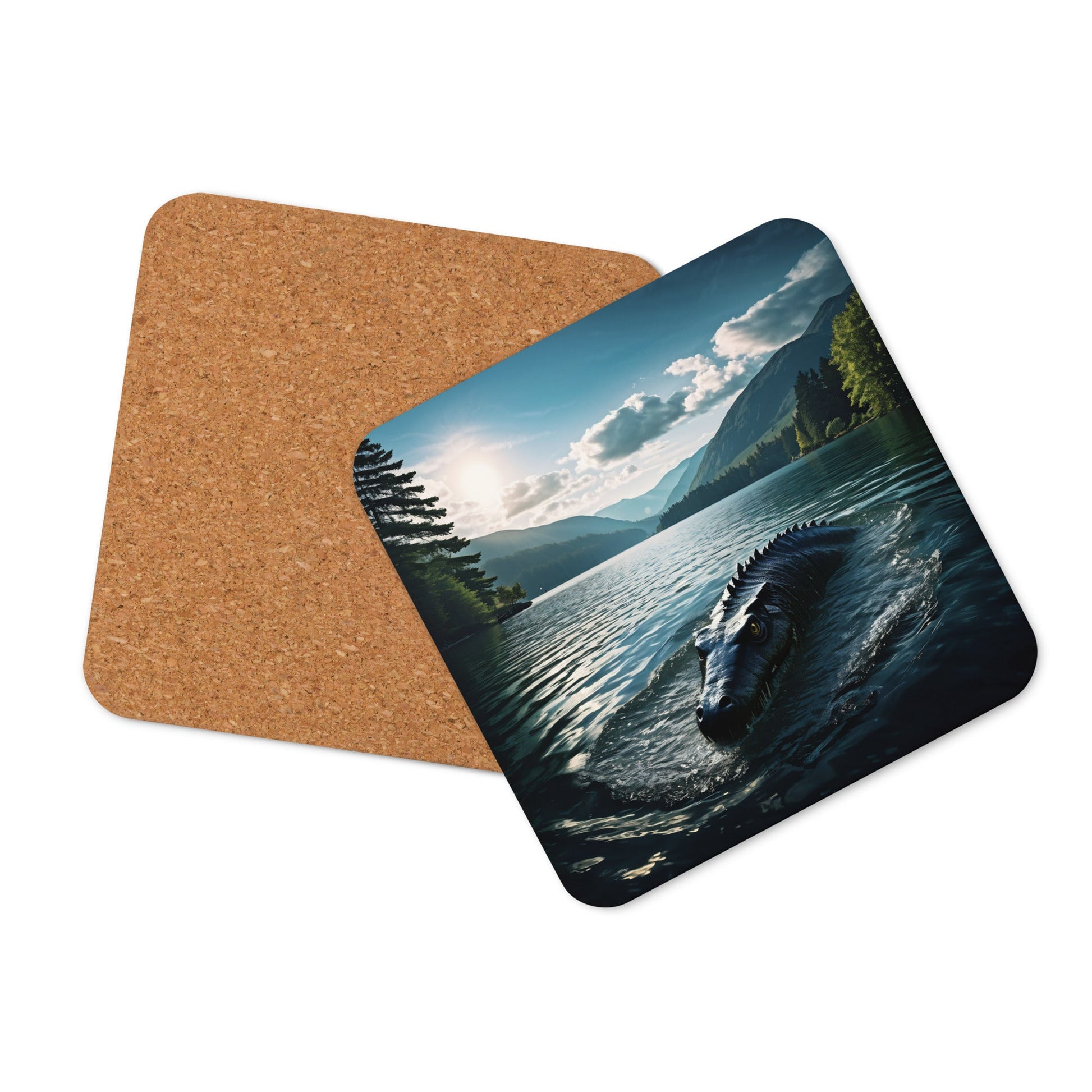 Lake Monster Breeching Surface Cork - back Coaster - Coasters - Discovery Co.