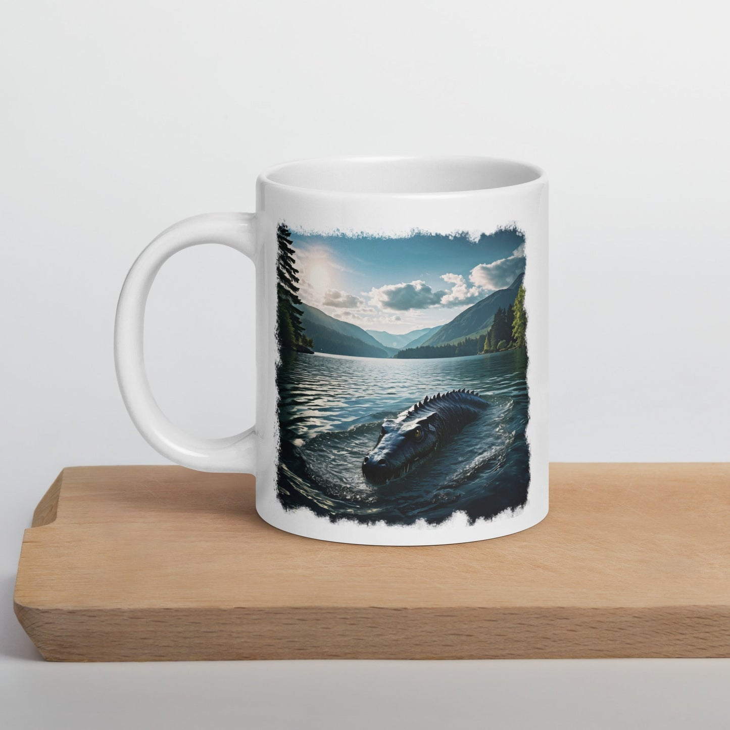 Lake Monster Breeching Surface White Glossy Mug (11 oz, 15 oz, 20 oz) - Mugs - Discovery Co.