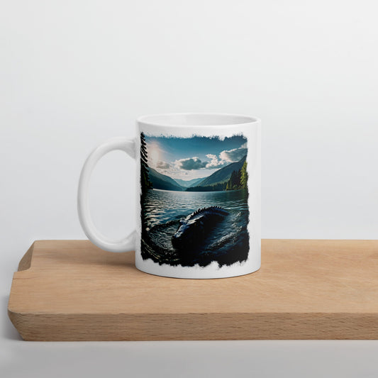 Lake Monster Breeching Surface White Glossy Mug (11 oz, 15 oz, 20 oz) - Mugs - Discovery Co.