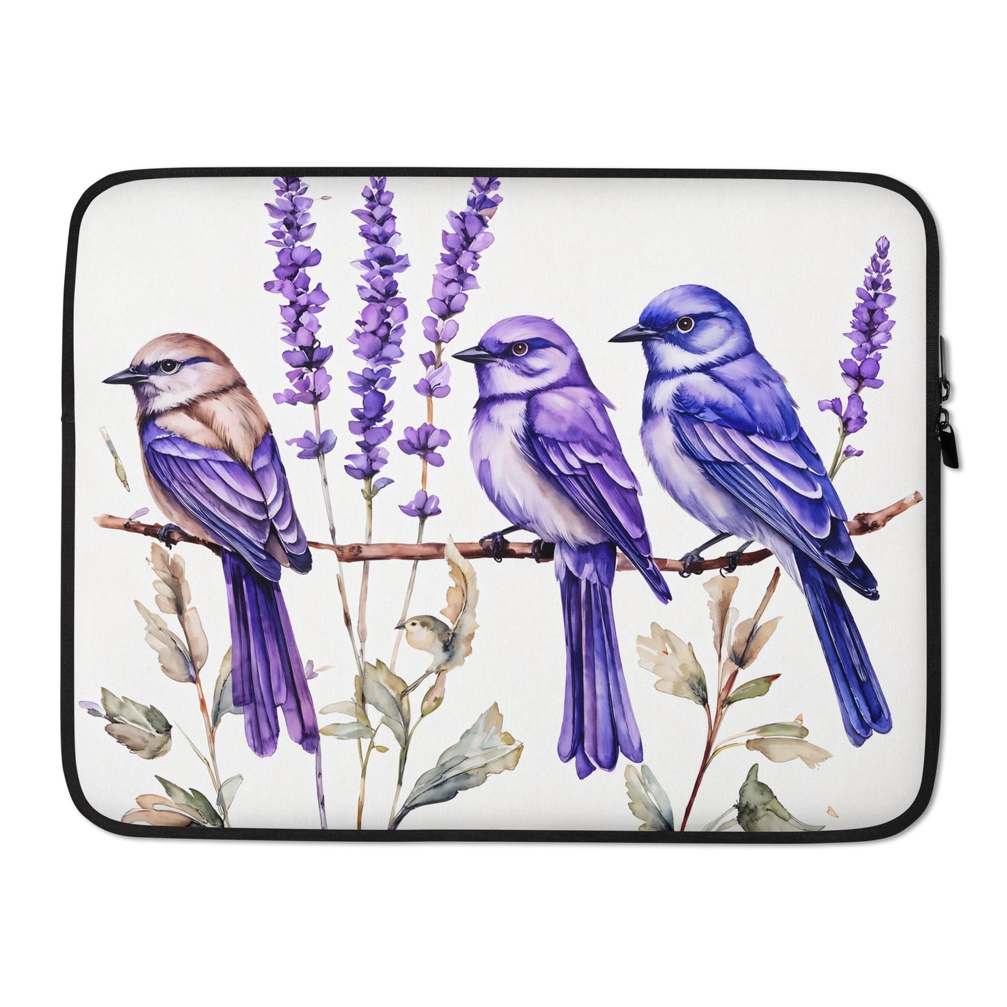Lavender Watercolor Birds Laptop Sleeve - Laptop Cases - Discovery Co.