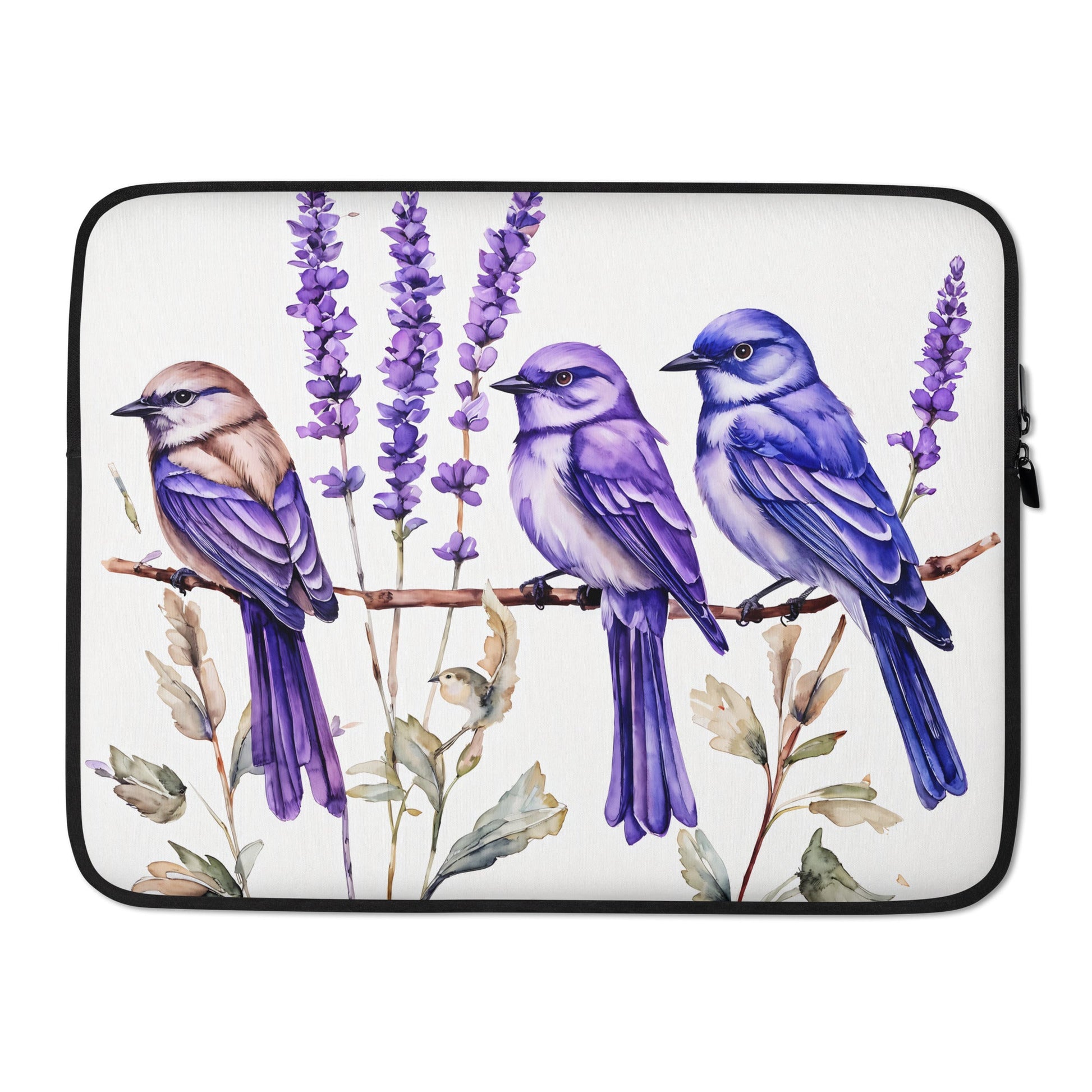 Lavender Watercolor Birds Laptop Sleeve - Laptop Cases - Discovery Co.