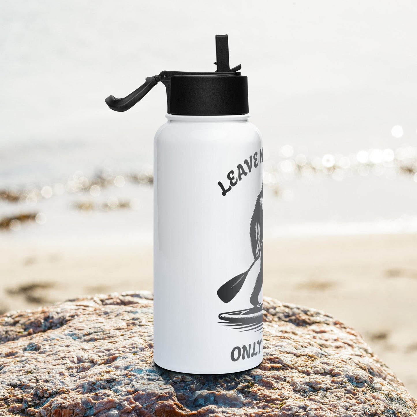 Leave No Tracks Only Ripples Stainless Steel Water Bottle With Straw Lid - Stainless Steel Water Bottle With Straw Lid - Discovery Co.