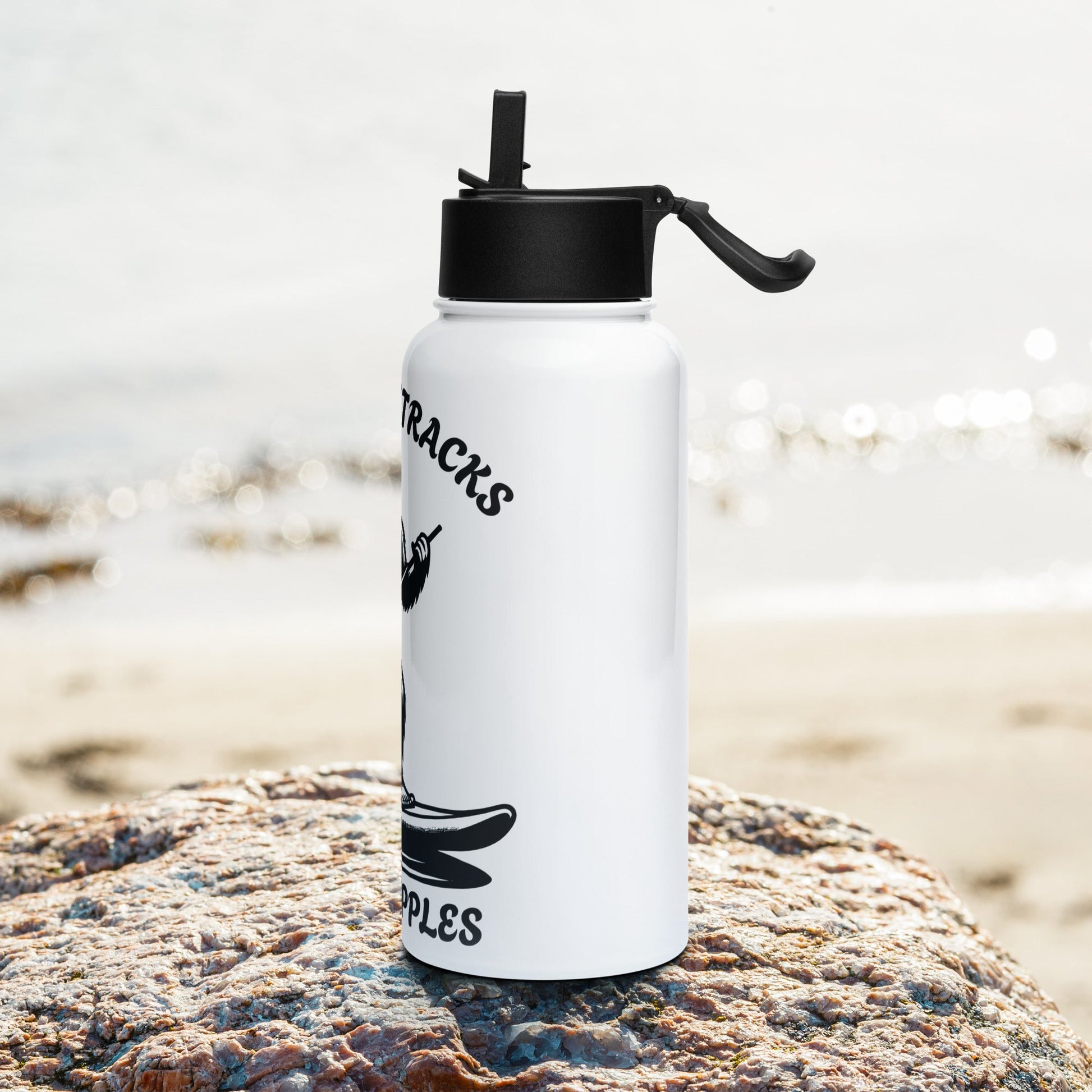 Leave No Tracks Only Ripples Stainless Steel Water Bottle With Straw Lid - Stainless Steel Water Bottle With Straw Lid - Discovery Co.