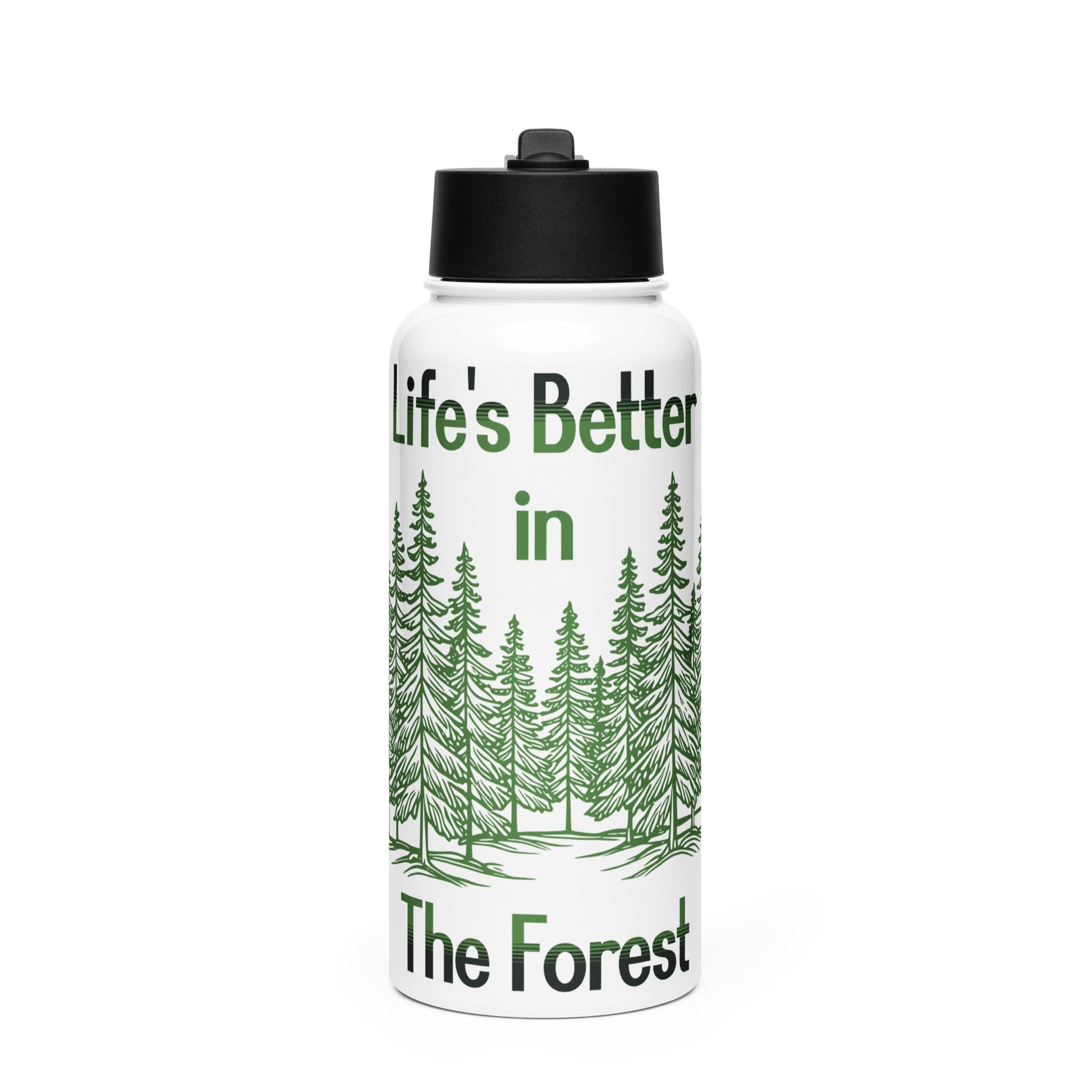 Life's Better In The Forest Stainless Steel Water Bottle With Straw Lid - Stainless Steel Water Bottle With Straw Lid - Discovery Co.