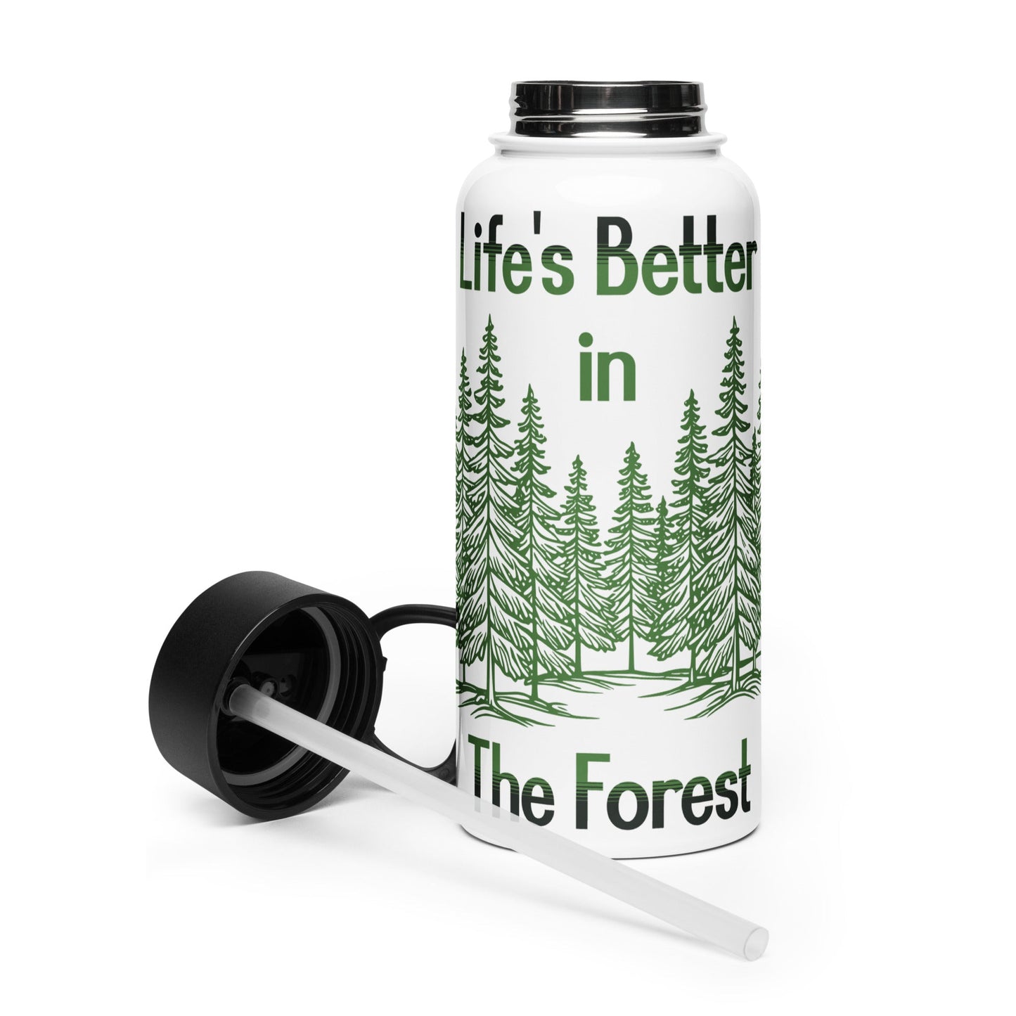 Life's Better In The Forest Stainless Steel Water Bottle With Straw Lid - Stainless Steel Water Bottle With Straw Lid - Discovery Co.