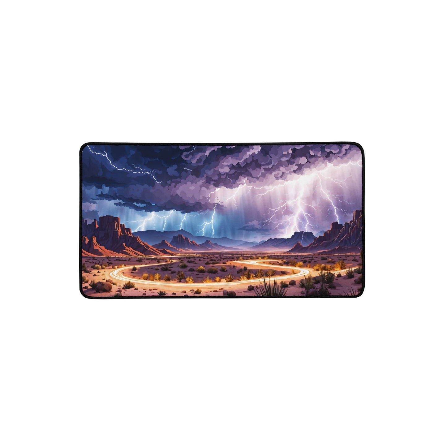 Lightening Over The Desert Desk Mat - Mouse Pads - Discovery Co.