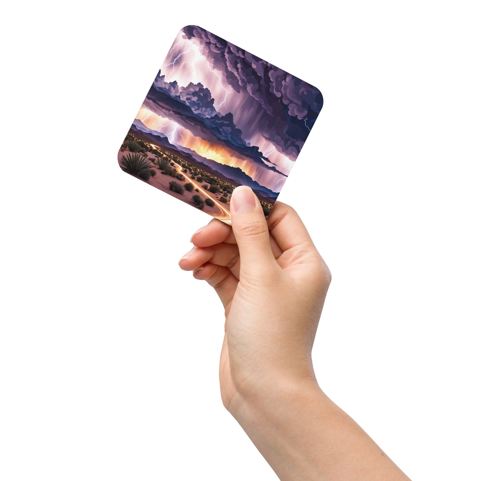 Lightening Over The Desert II Cork - back Coaster - Coasters - Discovery Co.