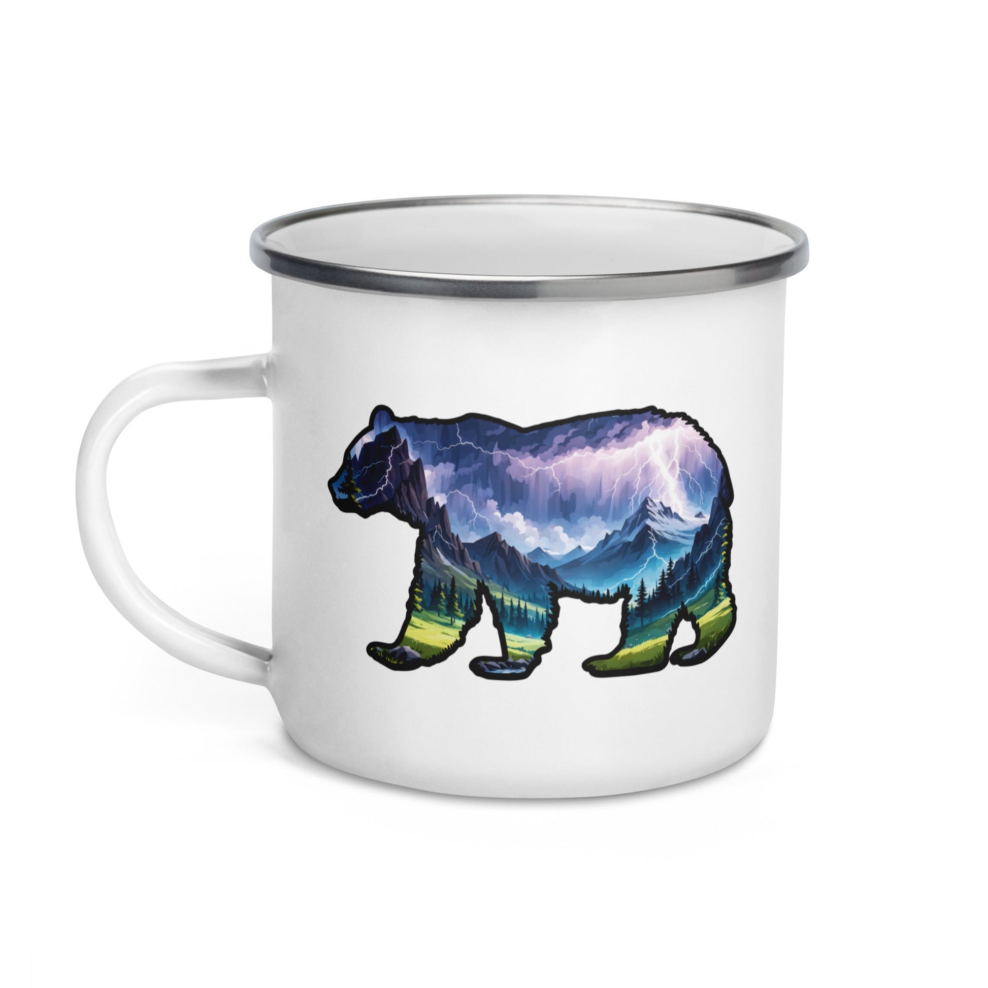 Lightning In The Mountains Bear Enamel Mug - Mugs - Discovery Co.
