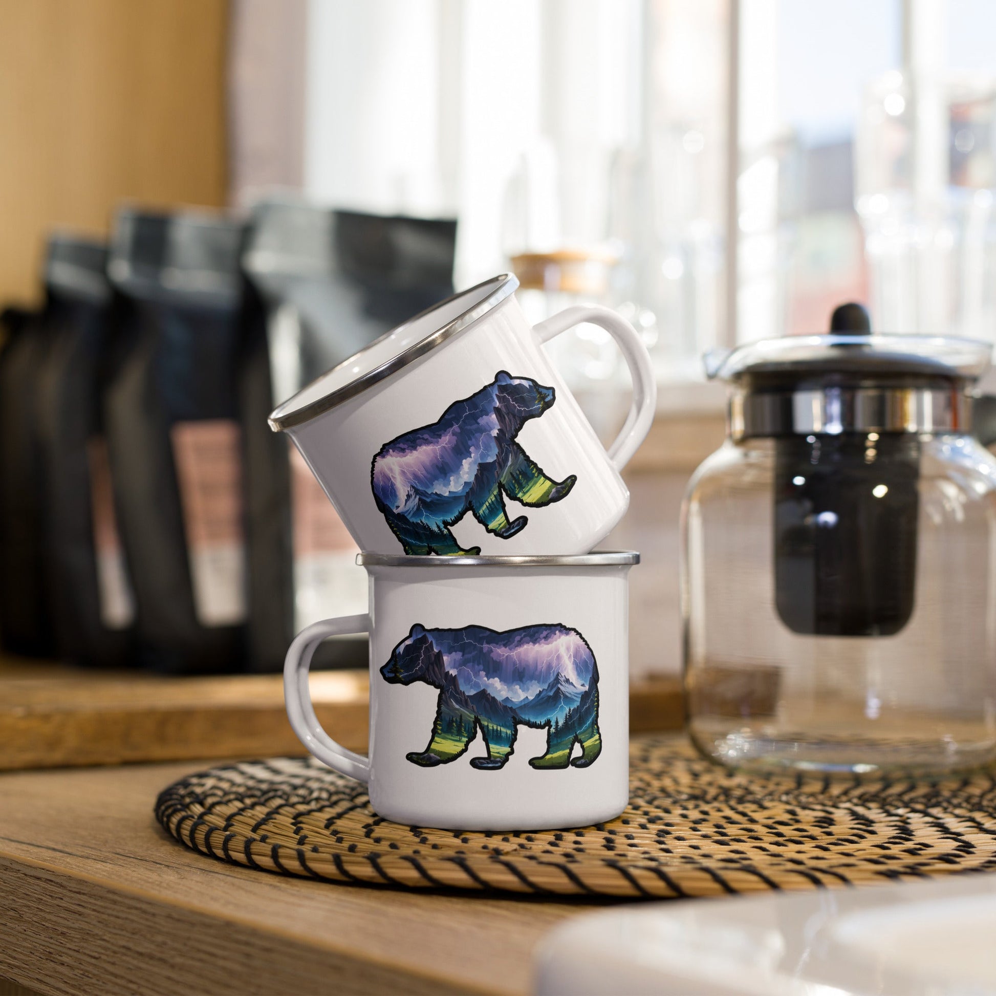 Lightning In The Mountains Bear Enamel Mug - Mugs - Discovery Co.