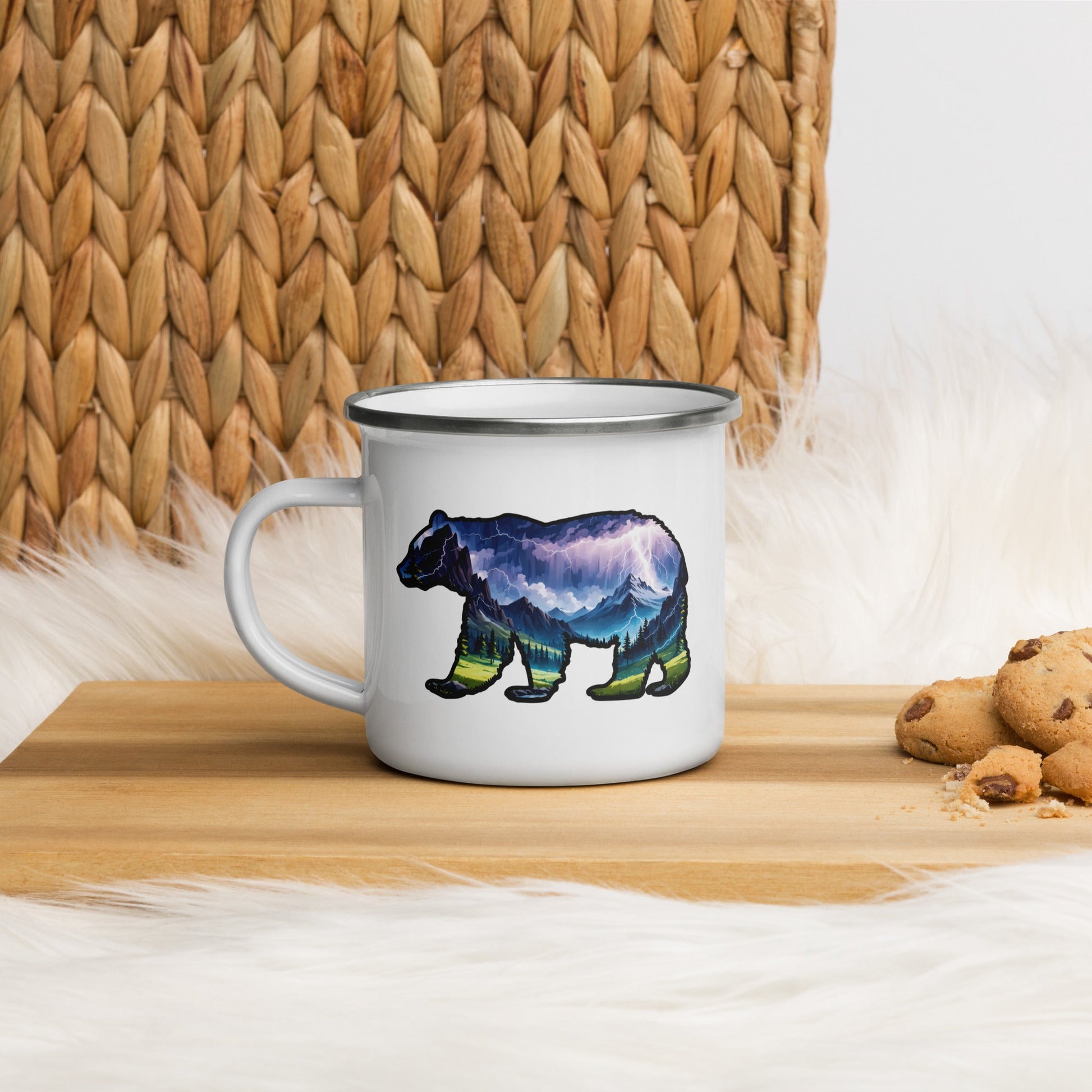 Lightning In The Mountains Bear Enamel Mug - Mugs - Discovery Co.