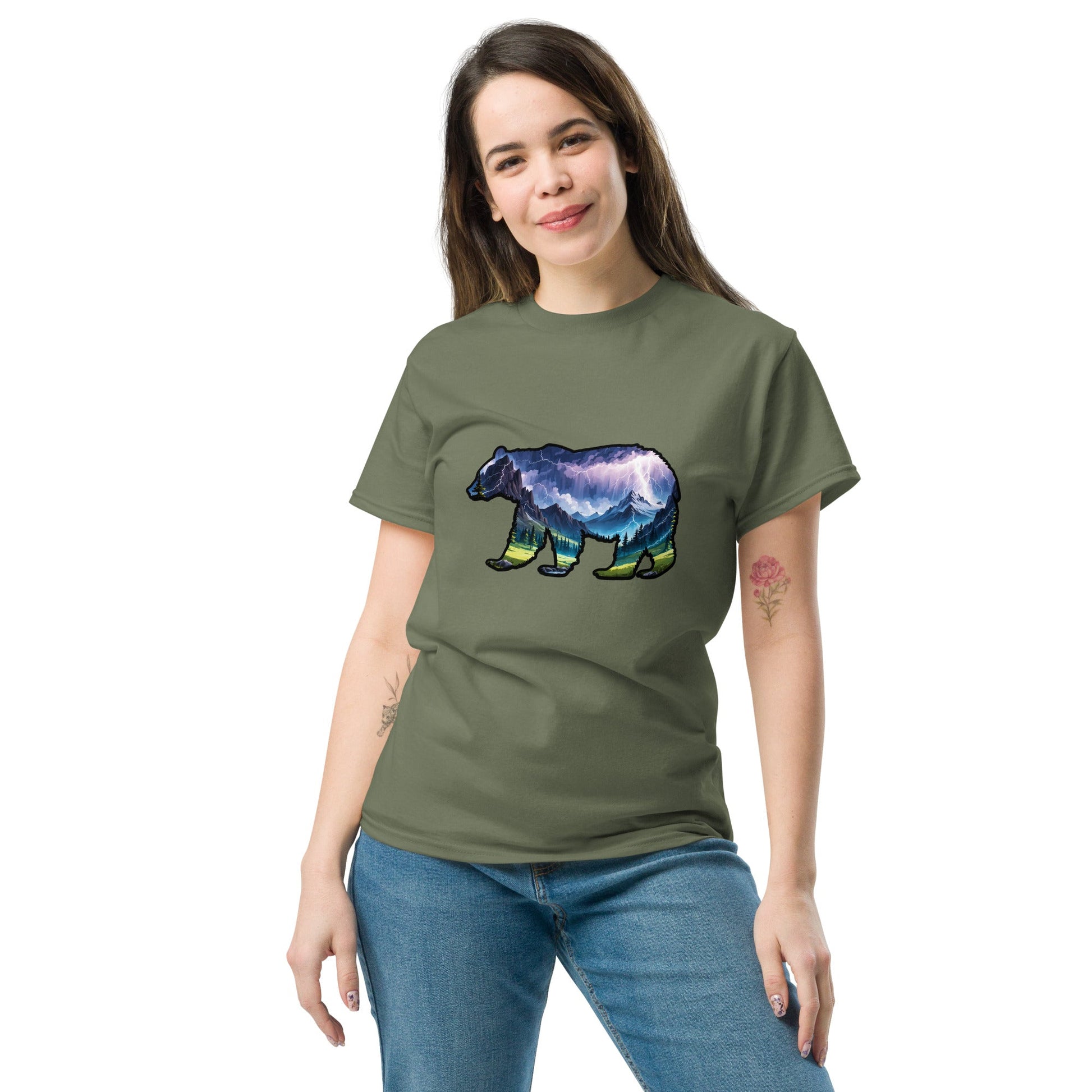 Lightning In The Mountains Bear Women's Classic Tee - Women's Shirts - Discovery Co.