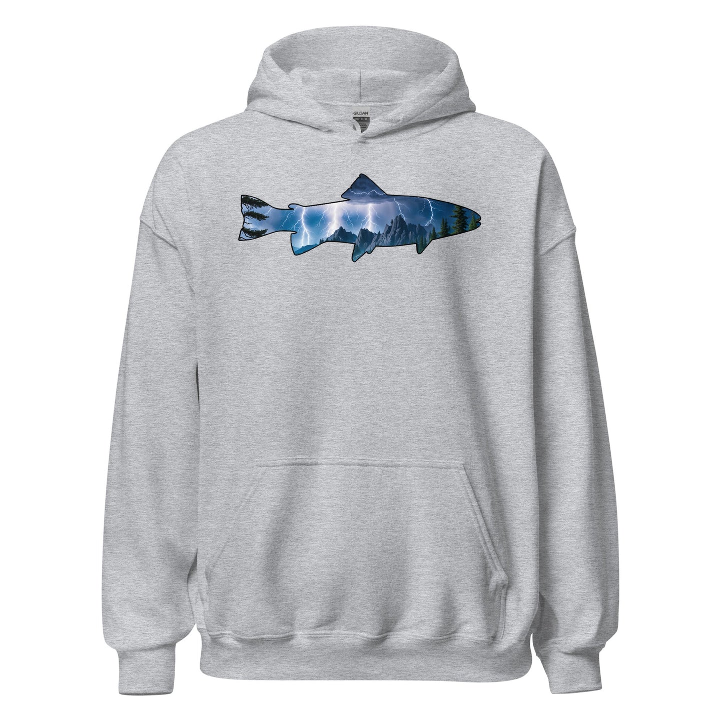 Lightning In The Mountains Trout Men's (Unisex) Hoodie - Hoodies - Discovery Co.