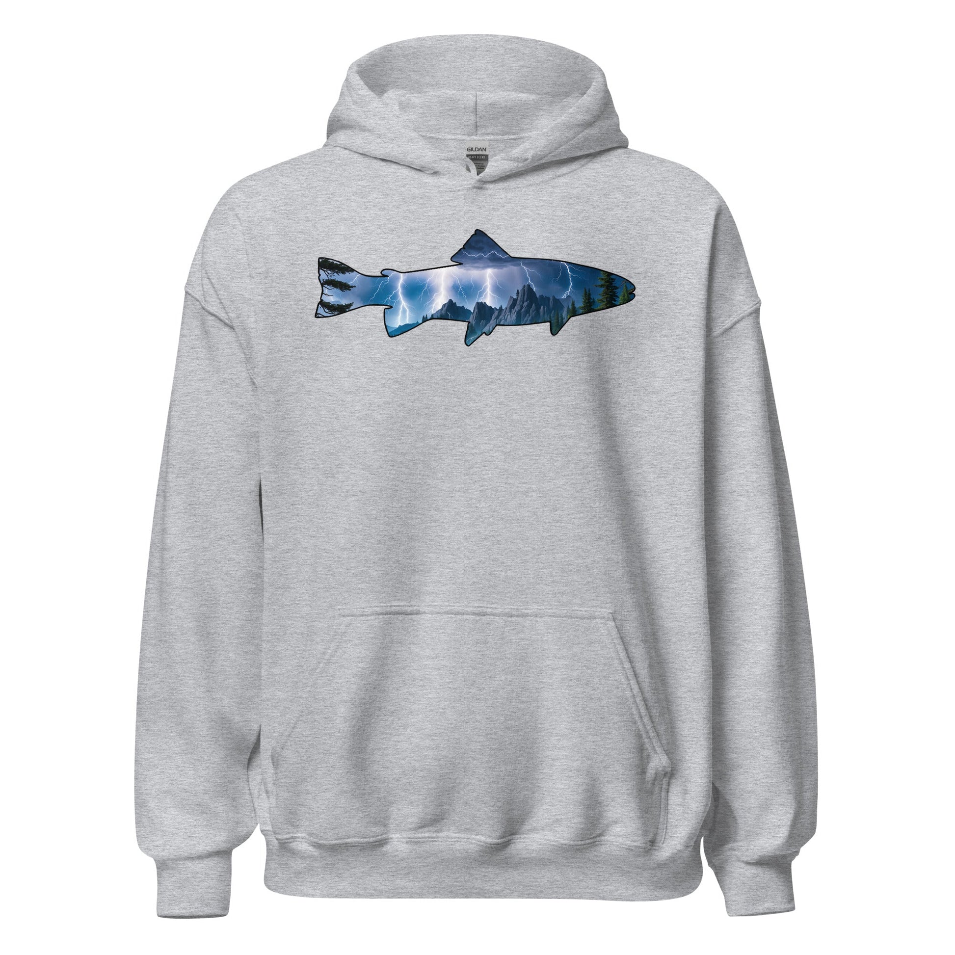 Lightning In The Mountains Trout Men's (Unisex) Hoodie - Hoodies - Discovery Co.