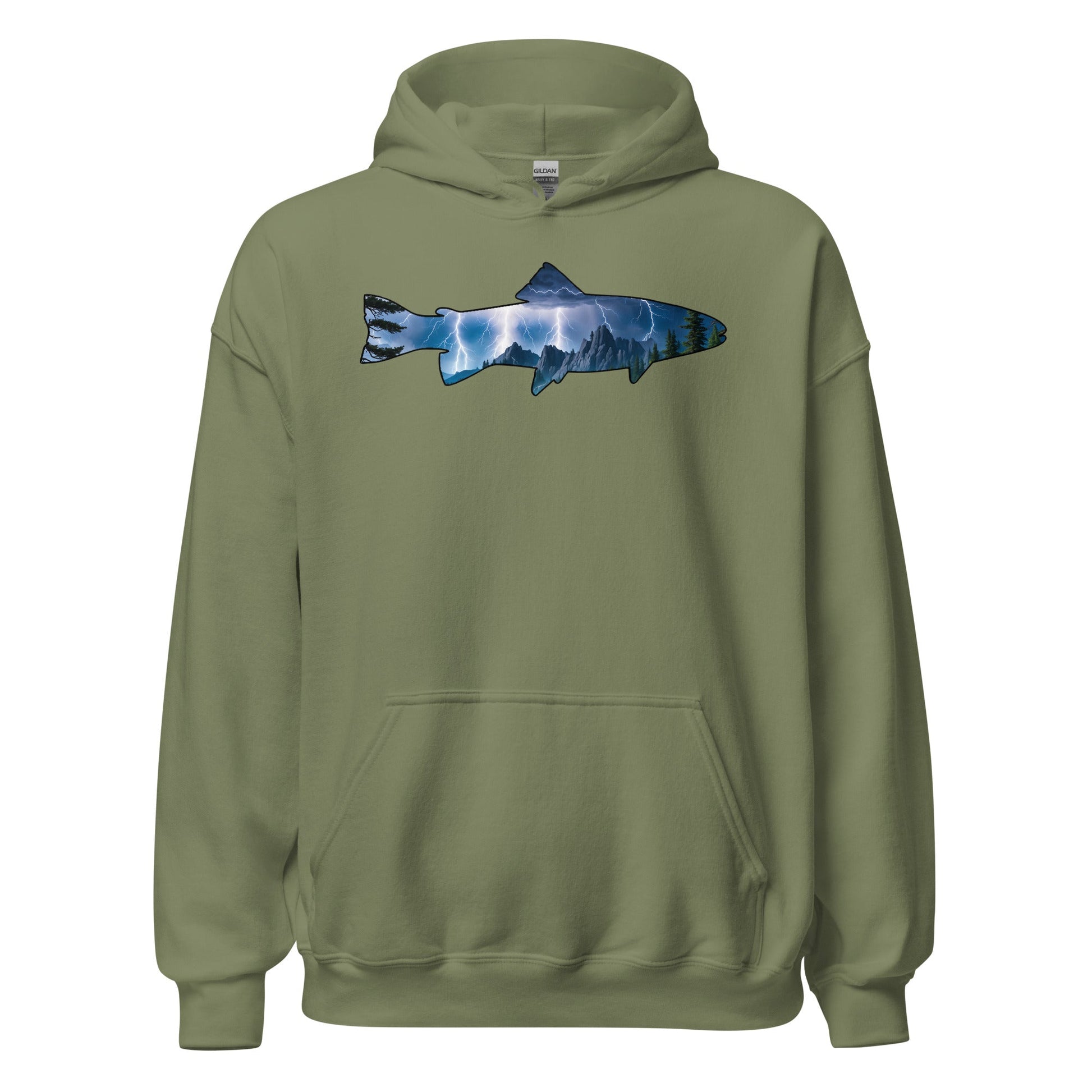 Lightning In The Mountains Trout Men's (Unisex) Hoodie - Hoodies - Discovery Co.
