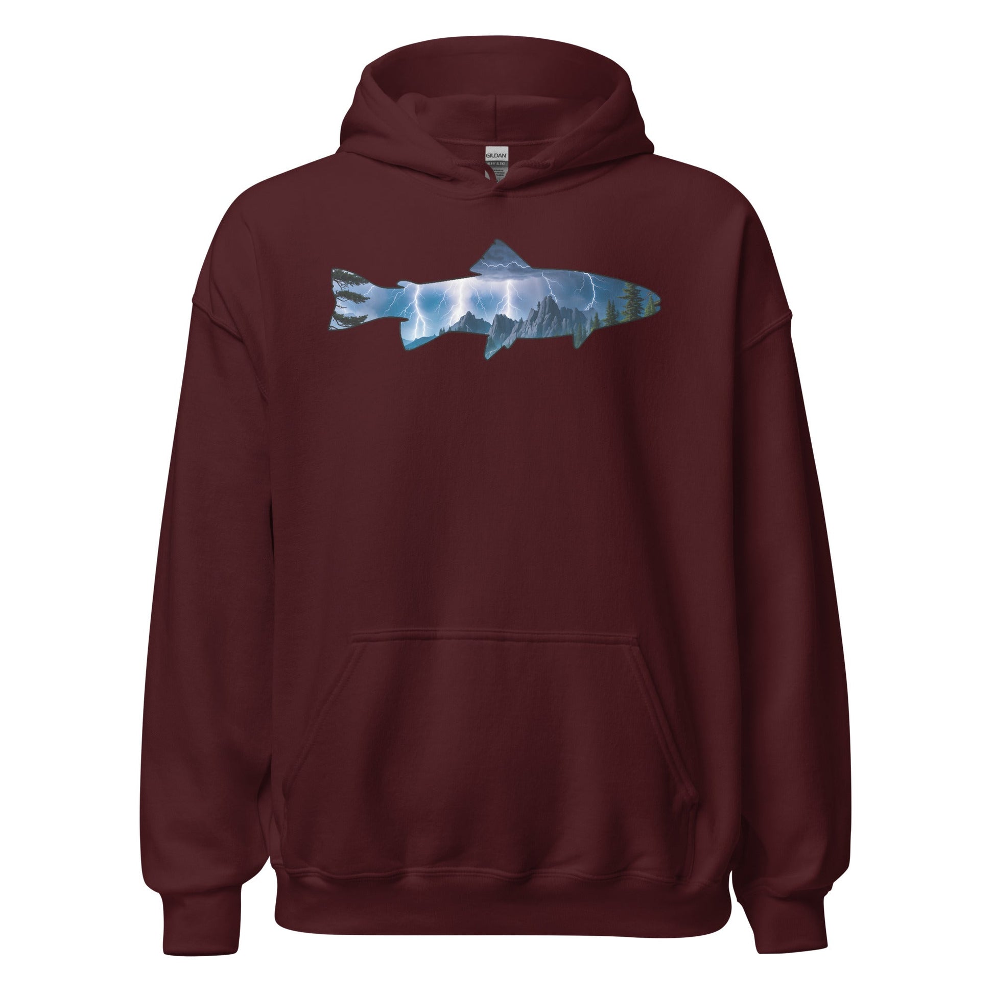 Lightning In The Mountains Trout Men's (Unisex) Hoodie - Hoodies - Discovery Co.