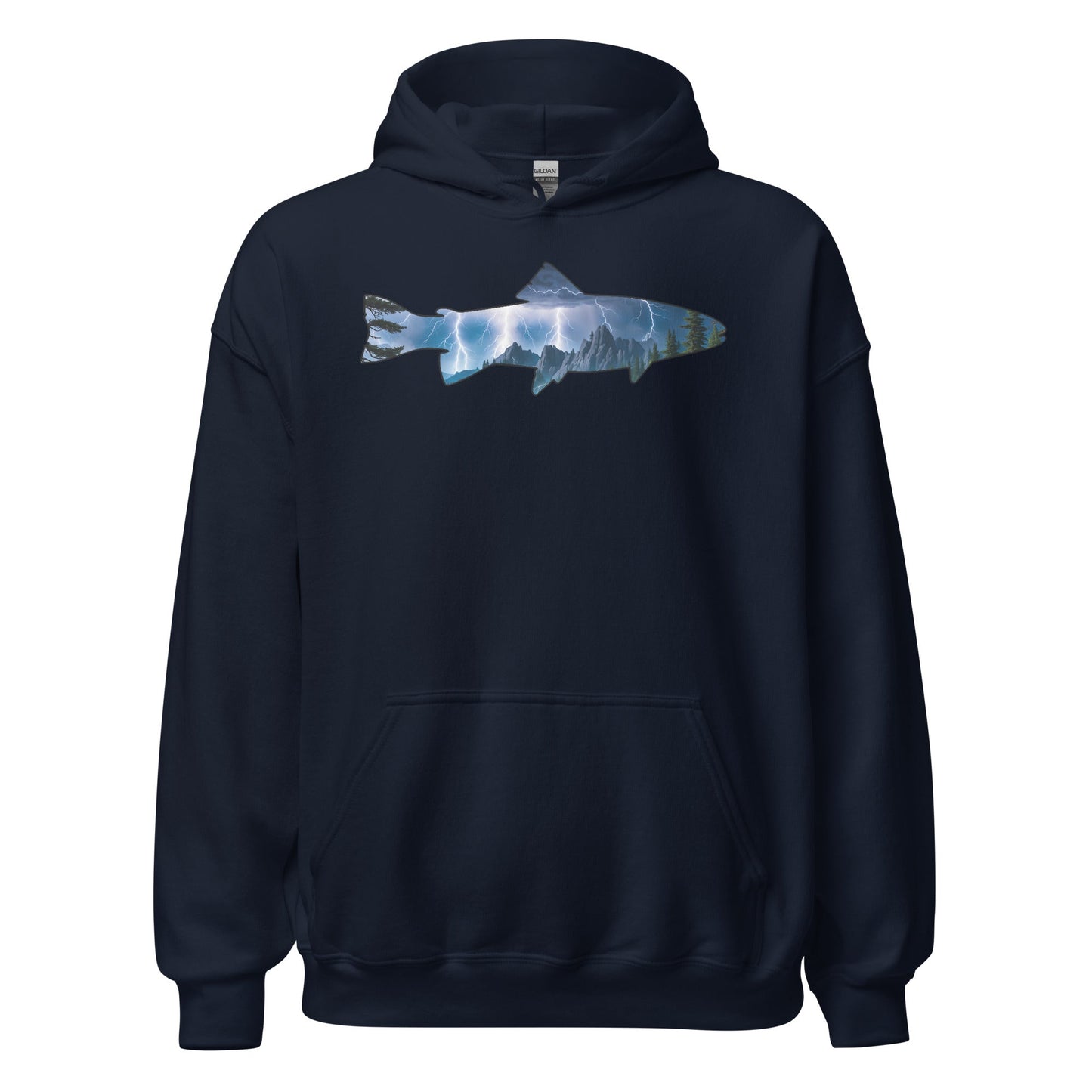 Lightning In The Mountains Trout Men's (Unisex) Hoodie - Hoodies - Discovery Co.