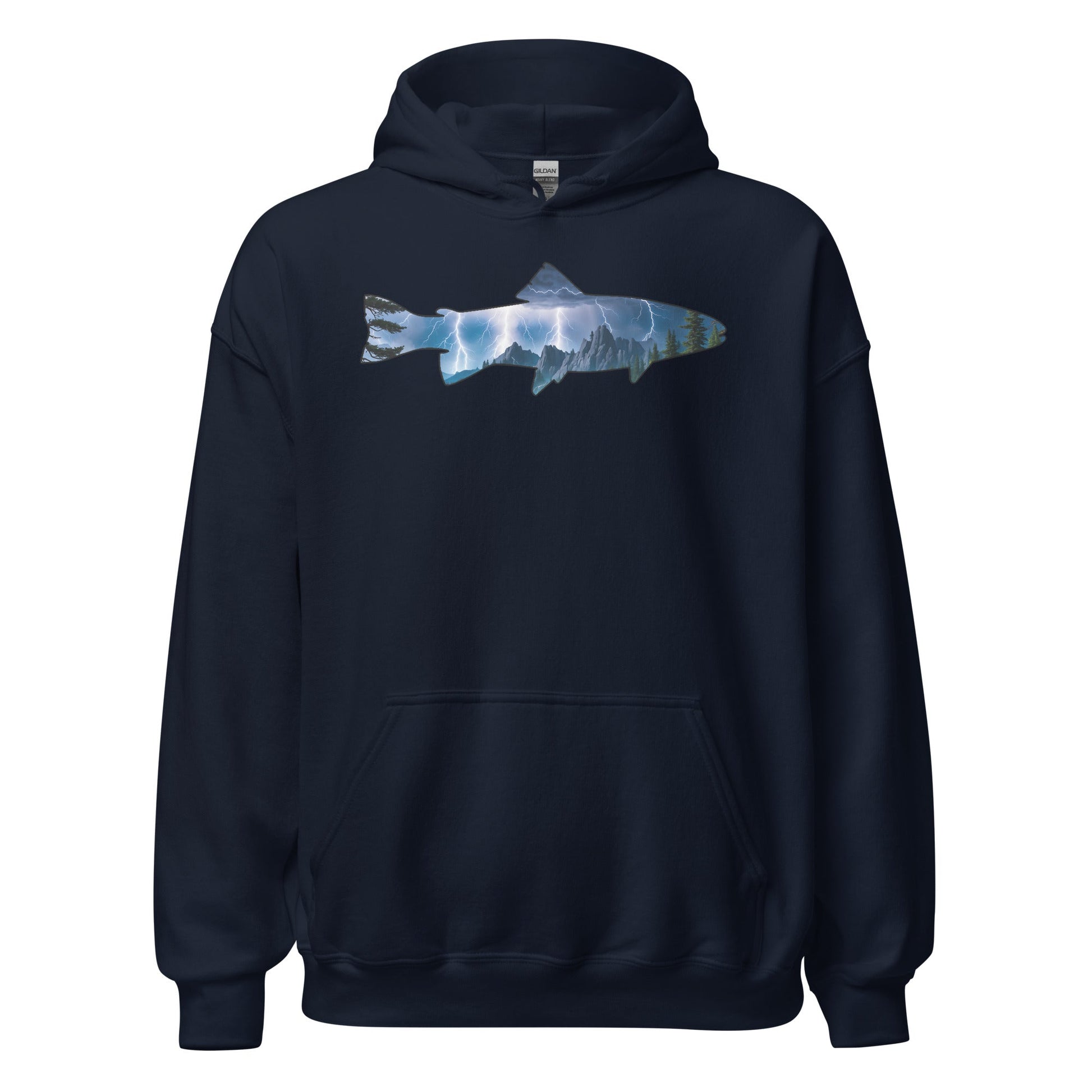 Lightning In The Mountains Trout Men's (Unisex) Hoodie - Hoodies - Discovery Co.
