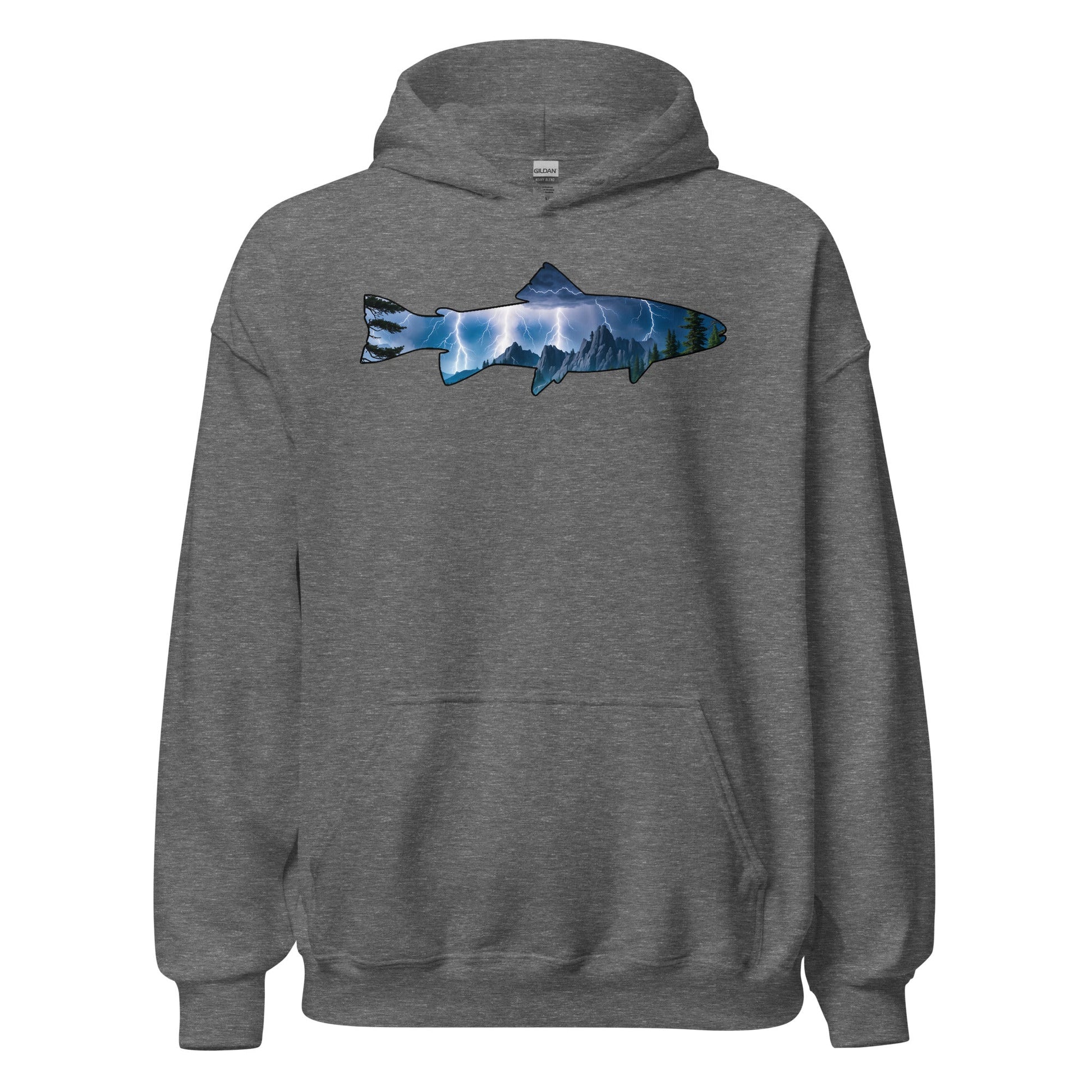 Lightning In The Mountains Trout Men's (Unisex) Hoodie - Hoodies - Discovery Co.